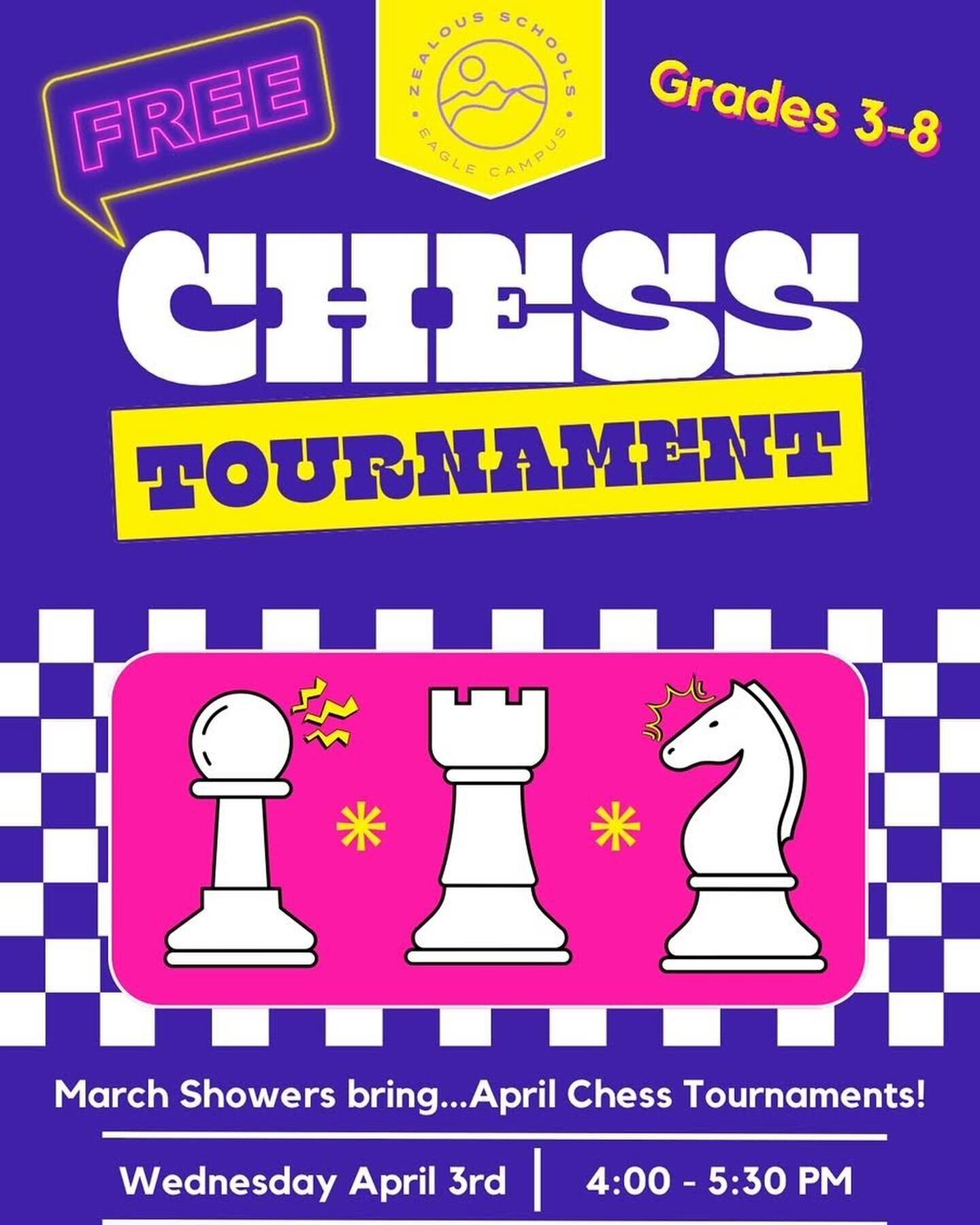 Zealous Chess Tournament THIS Wednesday! Come play ♟️