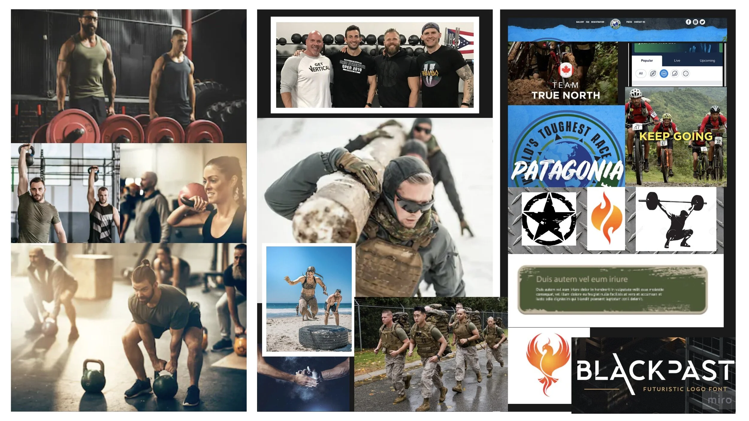 Inspiration moodboard on visual direction for the FireTeam site