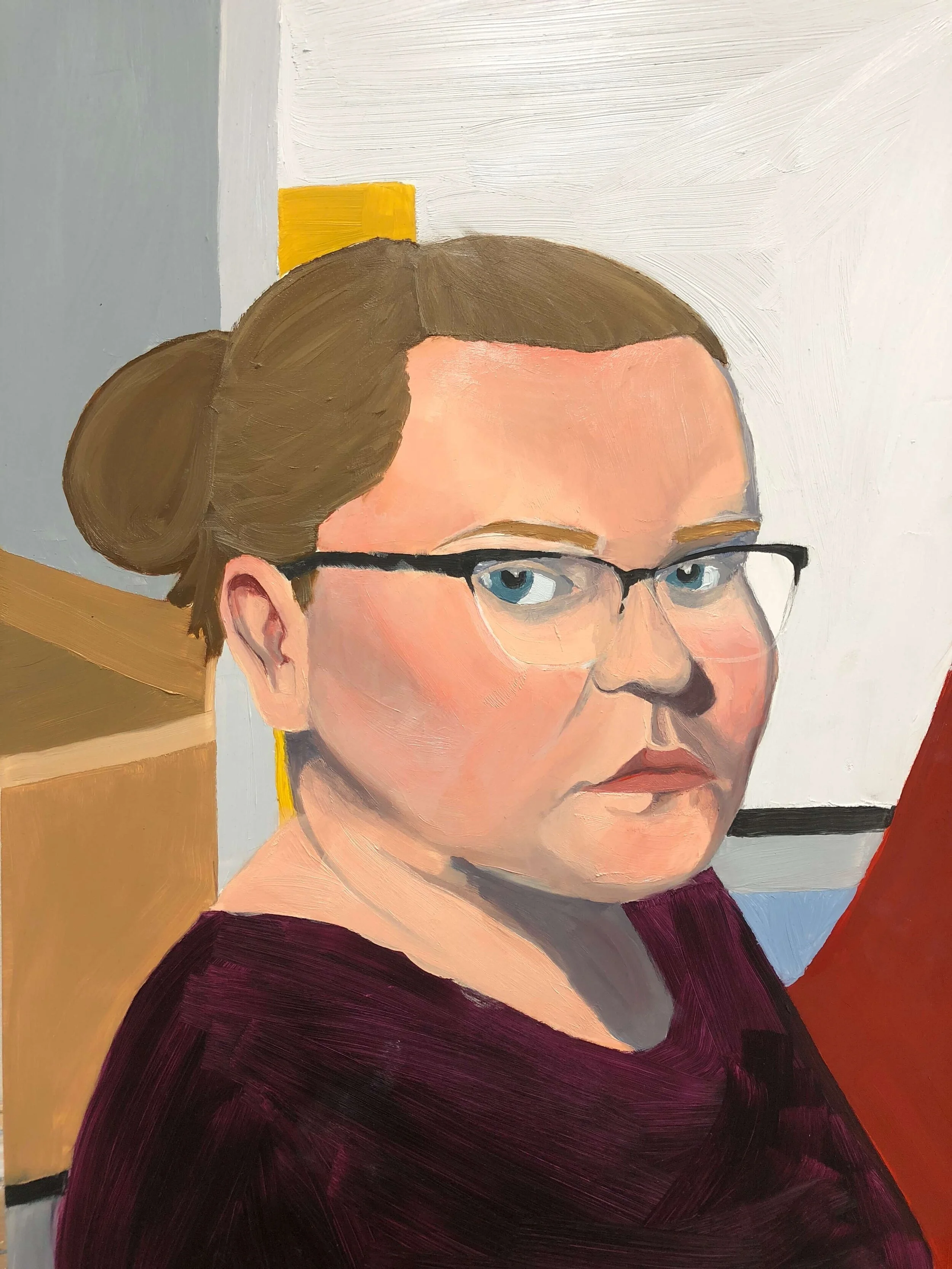 Self Portrait, Oil on wood 16x20, 2018