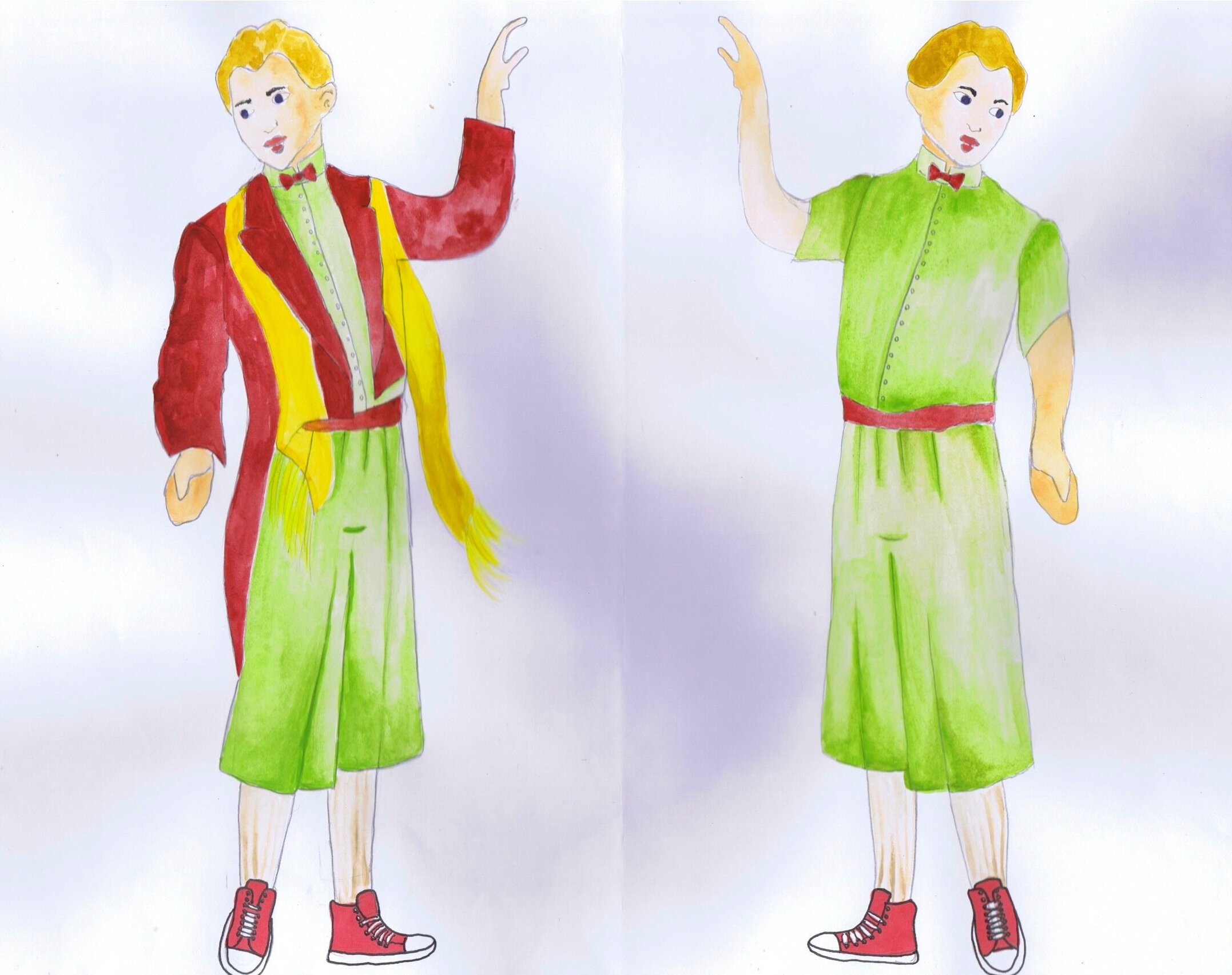 'The Adventures of the Little Prince' by Saint Exupéry - Design for the Little Prince. For this design I took elements of the popularised idea of the Little Prince costume and added a bit of structure with the tailcoat. The show had a lot of dance el