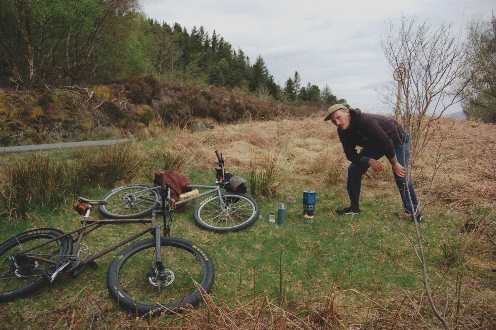 Bikes, coffee and a closed road.