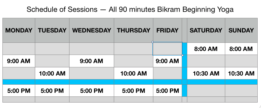 Schedule Bikram Yoga San Go