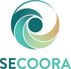 SECOR logo featuring a stylized circular swirl in teal, green, and beige colors with the text 'SECORA' below