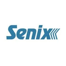 Senix logo in blue text with a stylized arrow design.