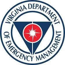 Virginia Department of Emergency Management logo with a circular design featuring a star and a triangle.