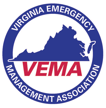 Virginia Emergency Management Association logo featuring the outline of Virginia with the acronym VEMA and a circular border.