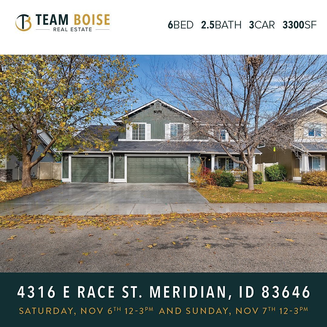 **Open House alert**. 4316 Race st. Meridian Come visit us Sat/Sun 12-3 and view this spacious well taken care of home in the very desirable Red Feather community.  Large Master on main level with 5 oversized rooms with huge bonus area for playtime! 