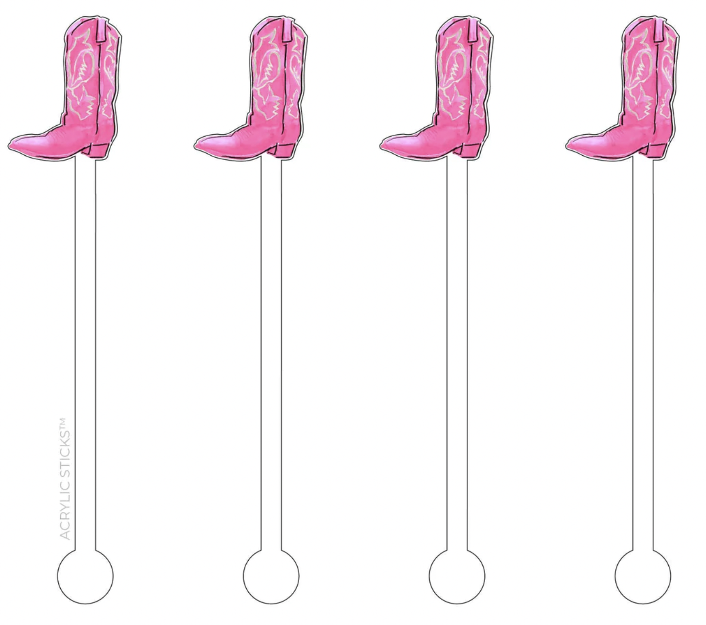 Pink Cowgirl Acrylic Sticks (4)