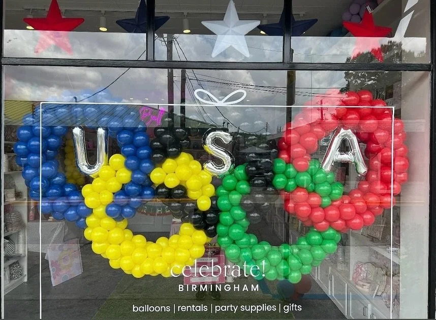 Team USA!🇺🇸 What&rsquo;s cuter than these balloon rings and everything red, white, and blue?! Celebrate the Olympics with us!🤍 Spend $24 or more in our shop(1743 Reese Street) and get 20% off your balloon order!