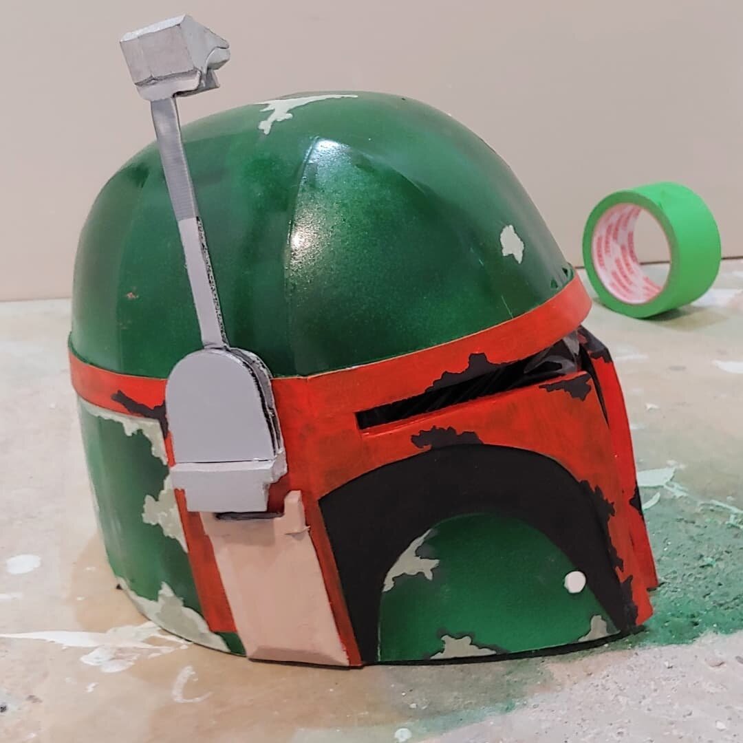 Sometimes I do things that aren't on the computer 😁

Still need to add some details, but my kiddo got to be #bobafett for school today! (he made the outfit &amp; jetpack; I made the helmet) 

This was my first ever attempt at a foam helmet! It took 