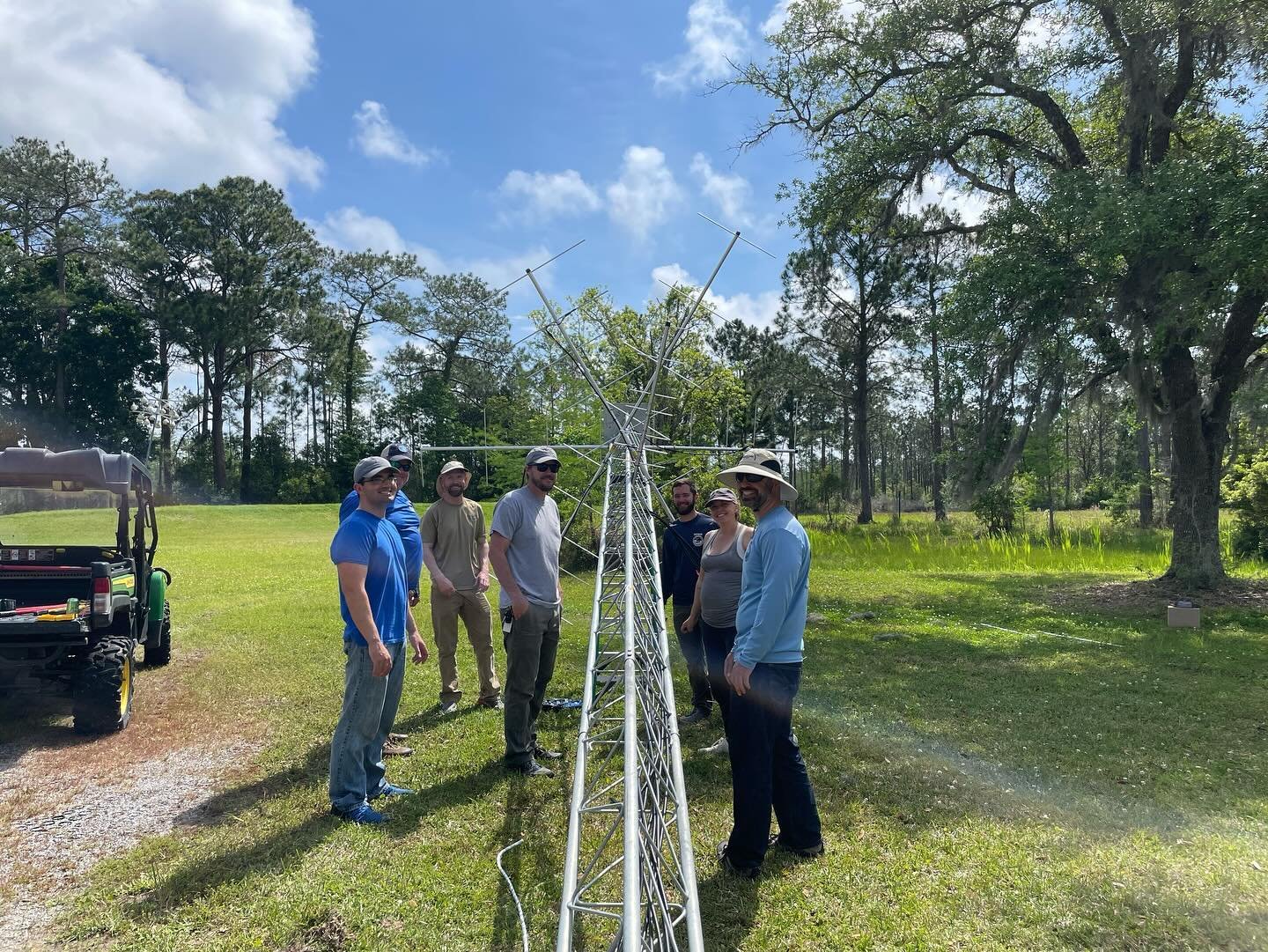 Another new Motus tower is up! This time we are in the Gulf at @grand_bay_nerr in Mississippi! We had a great time working with the folks at Grand Bay and we can&rsquo;t wait to see their first detections start to roll in! 

#capefearbirdobservatory 