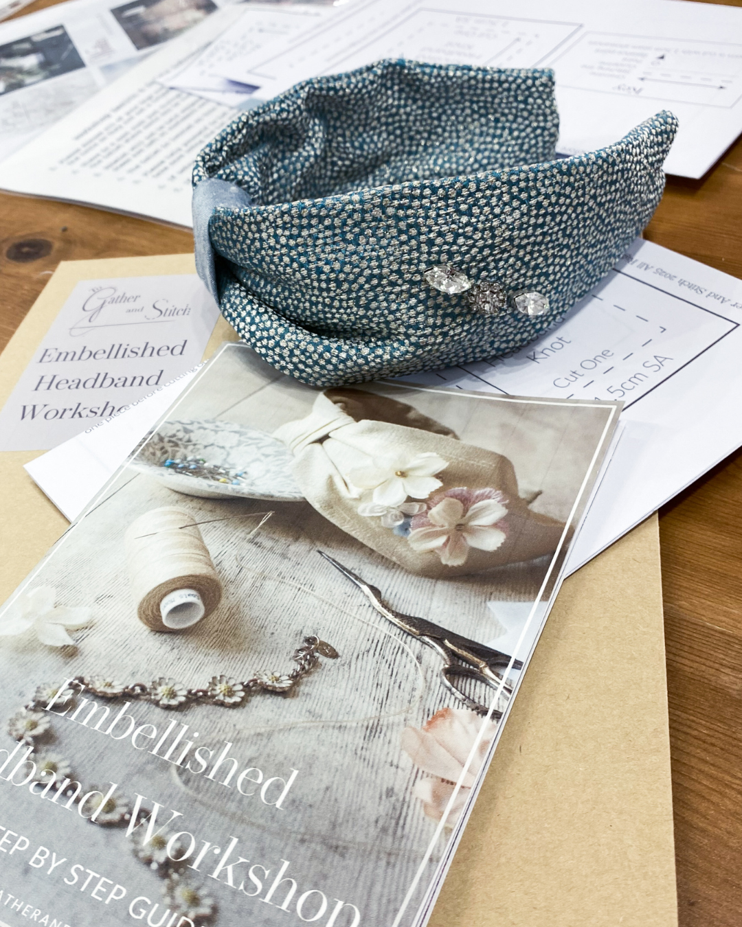 Silver Blue Embellished Headband