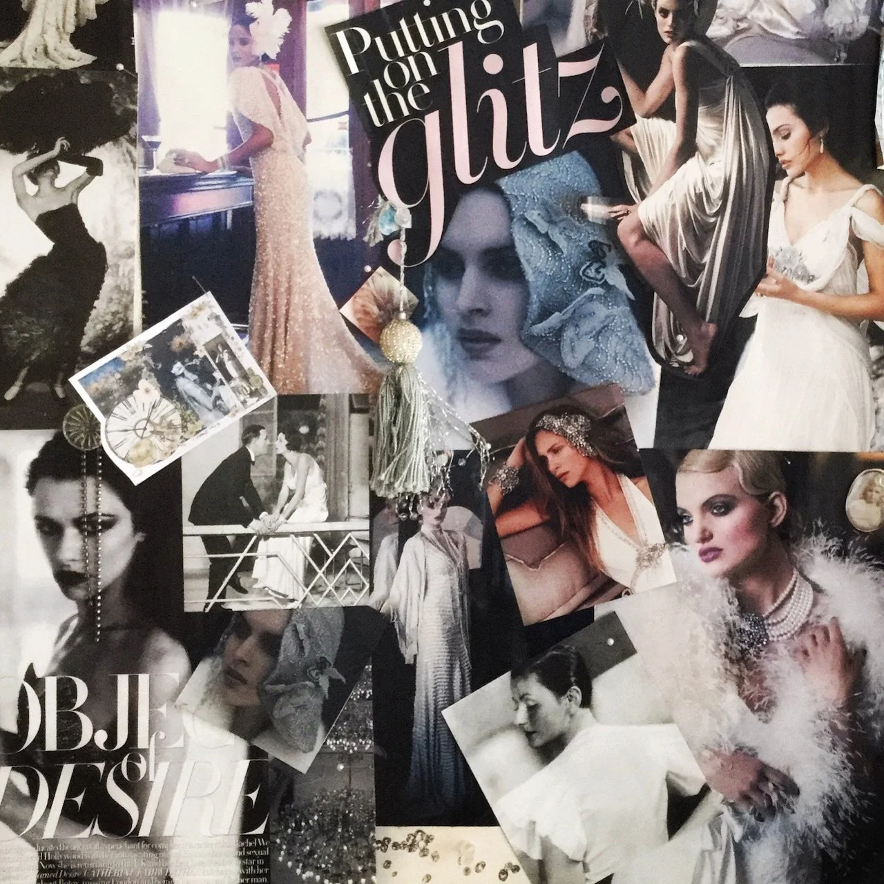 A photograph of Putting On The Glitz - a mood board inspired by 1930s evening dresses with sequin details