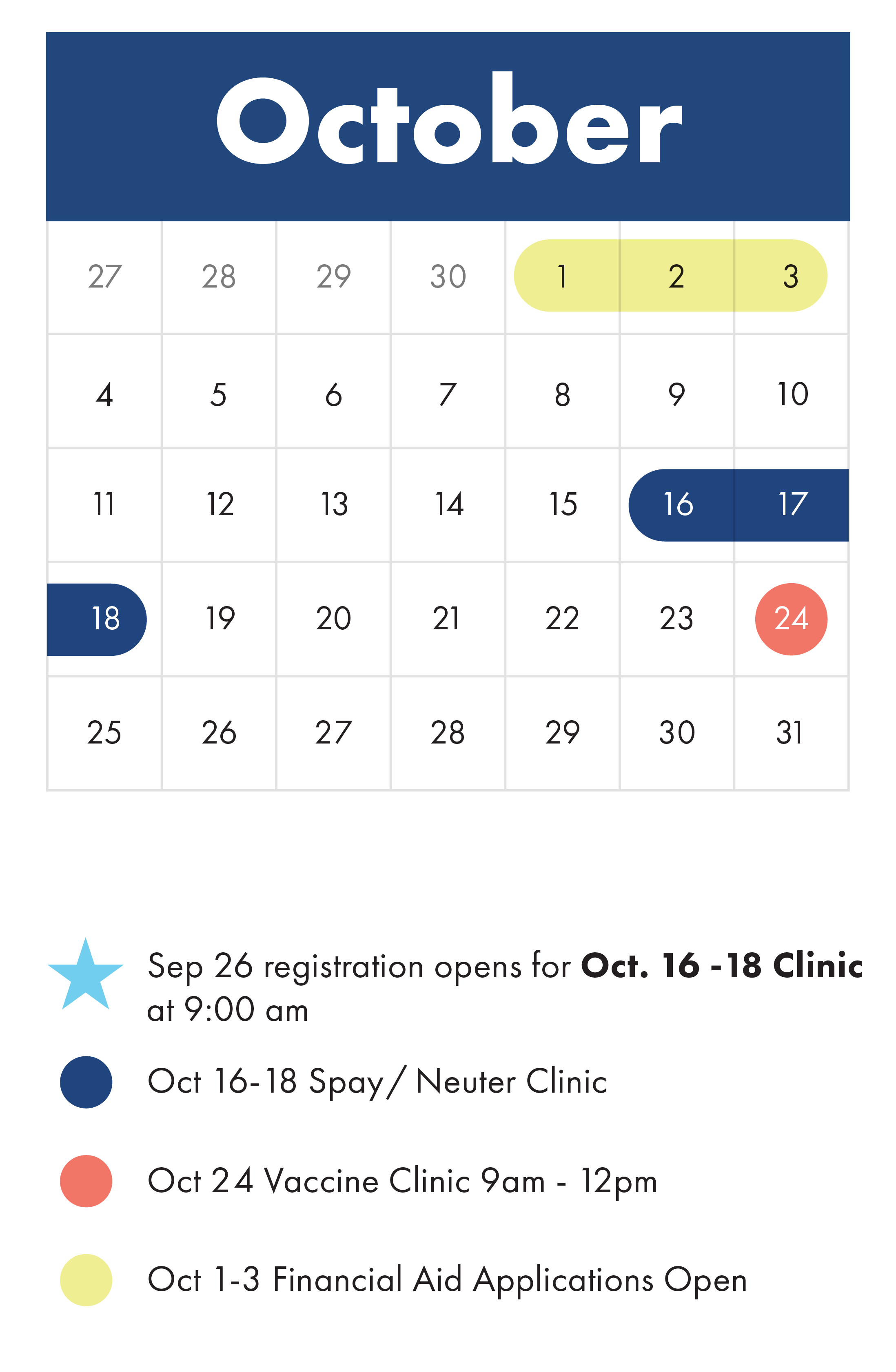 October 16-18 Spay & Neuter Clinic (2026)