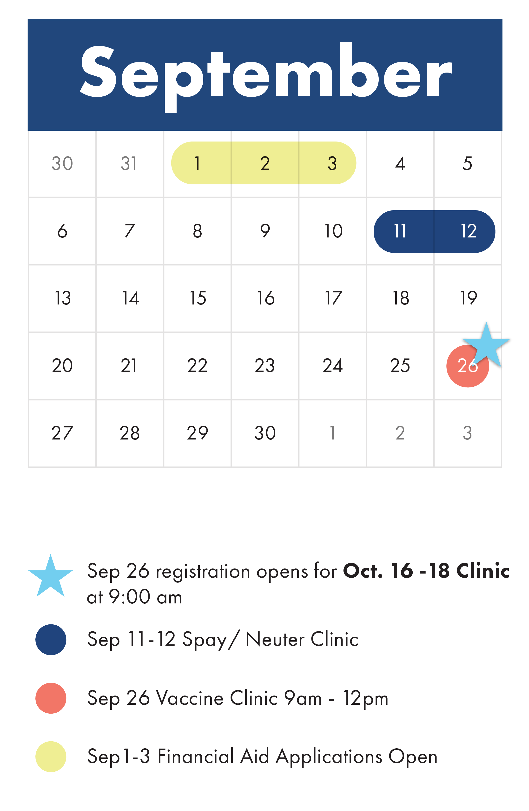 September 11-12 Spay & Neuter Clinic (2026)