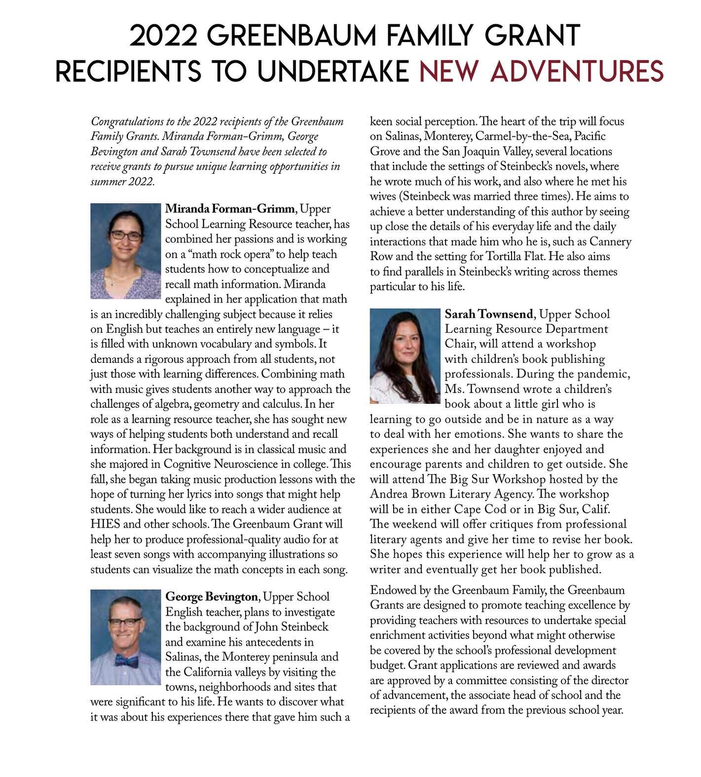 2022 Greenbaum Grant recipients 🛫 @holyinnocentsbears