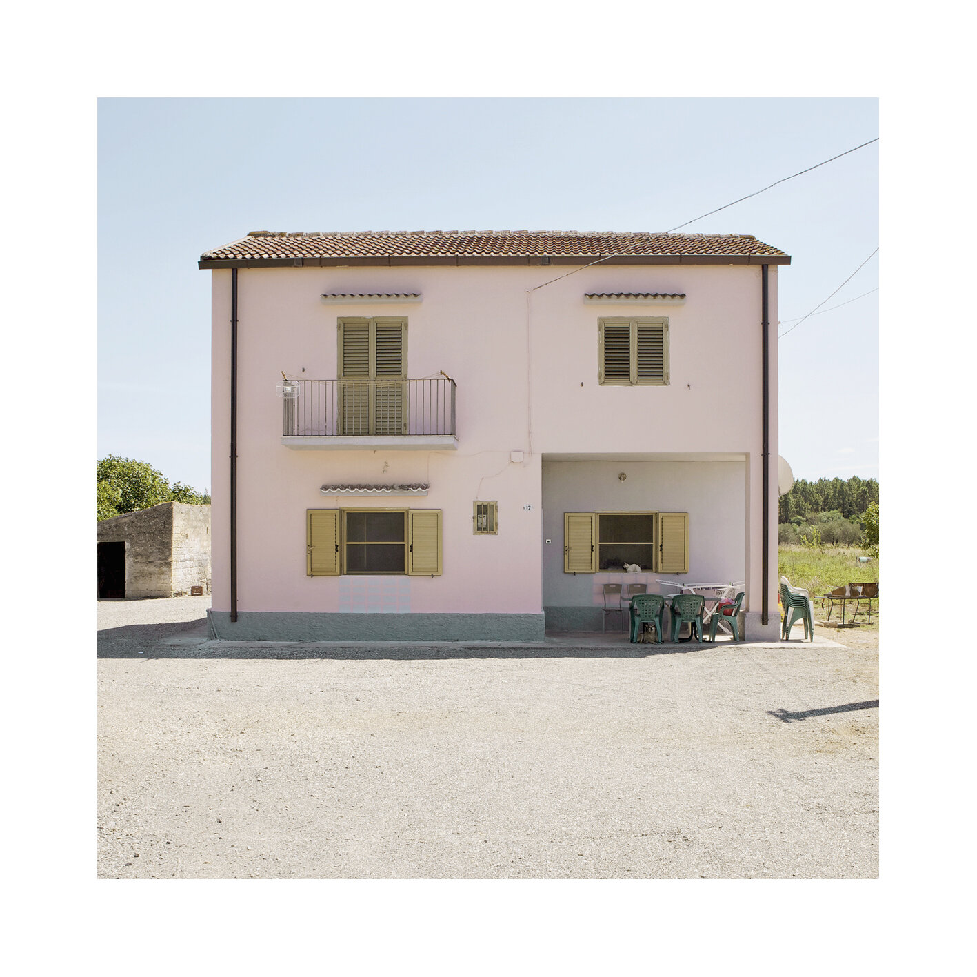 Frontal views of farmhouses built in via Trieste, Policoro (Matera) in 1952-53 on the basis of unique building types, standard architectural designs that have become a peculiarity of this landscape.
