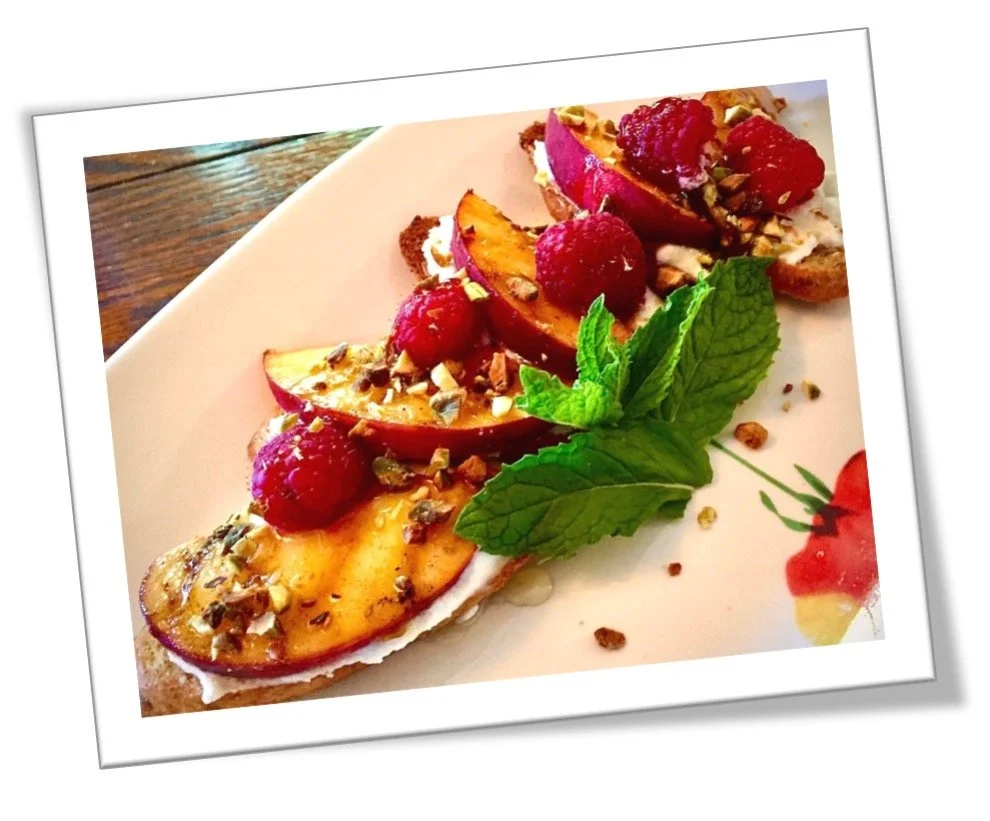 Grilled Peach Crostiniwith Hot Honey