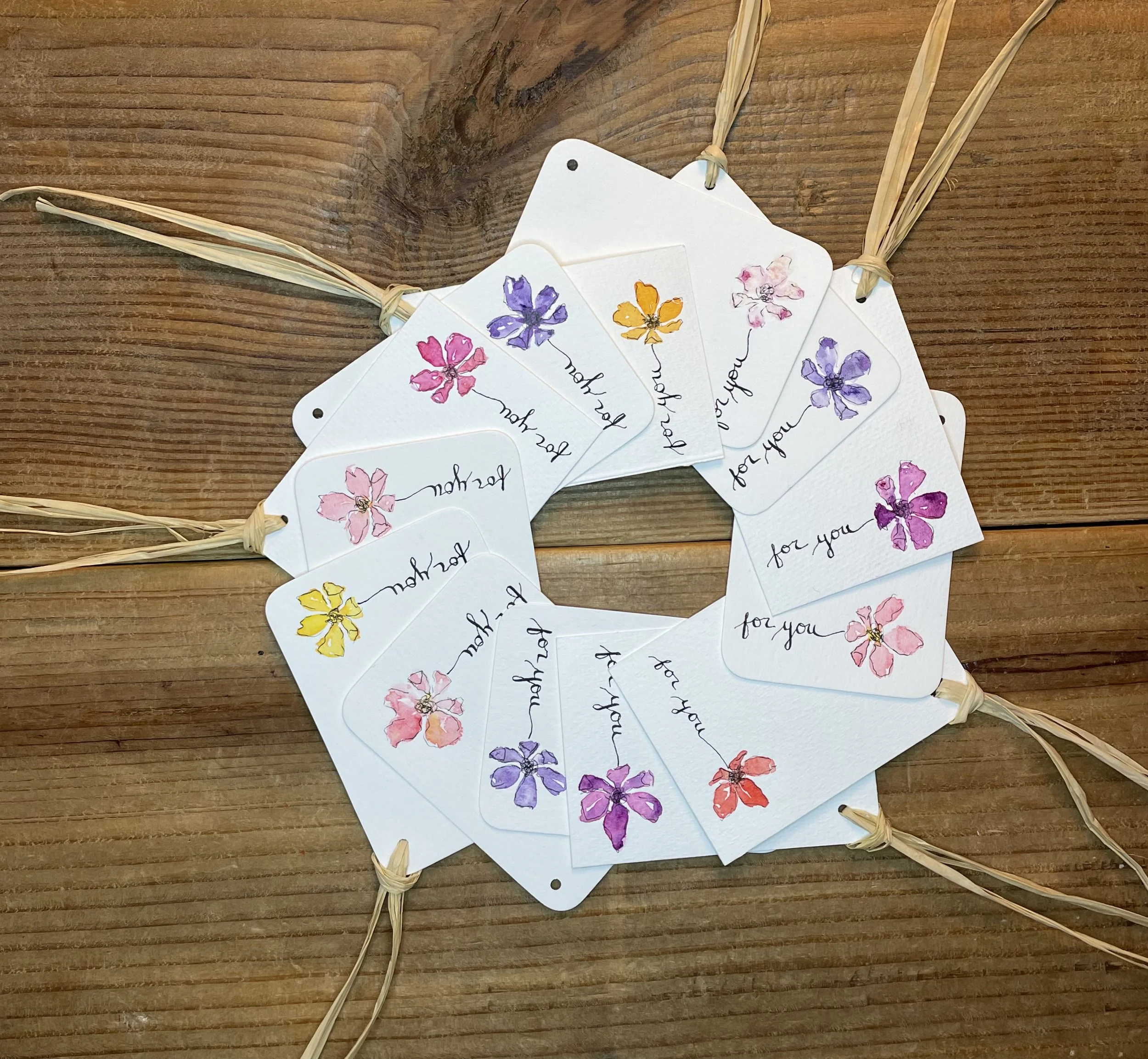 Colorful handprinted gift tags