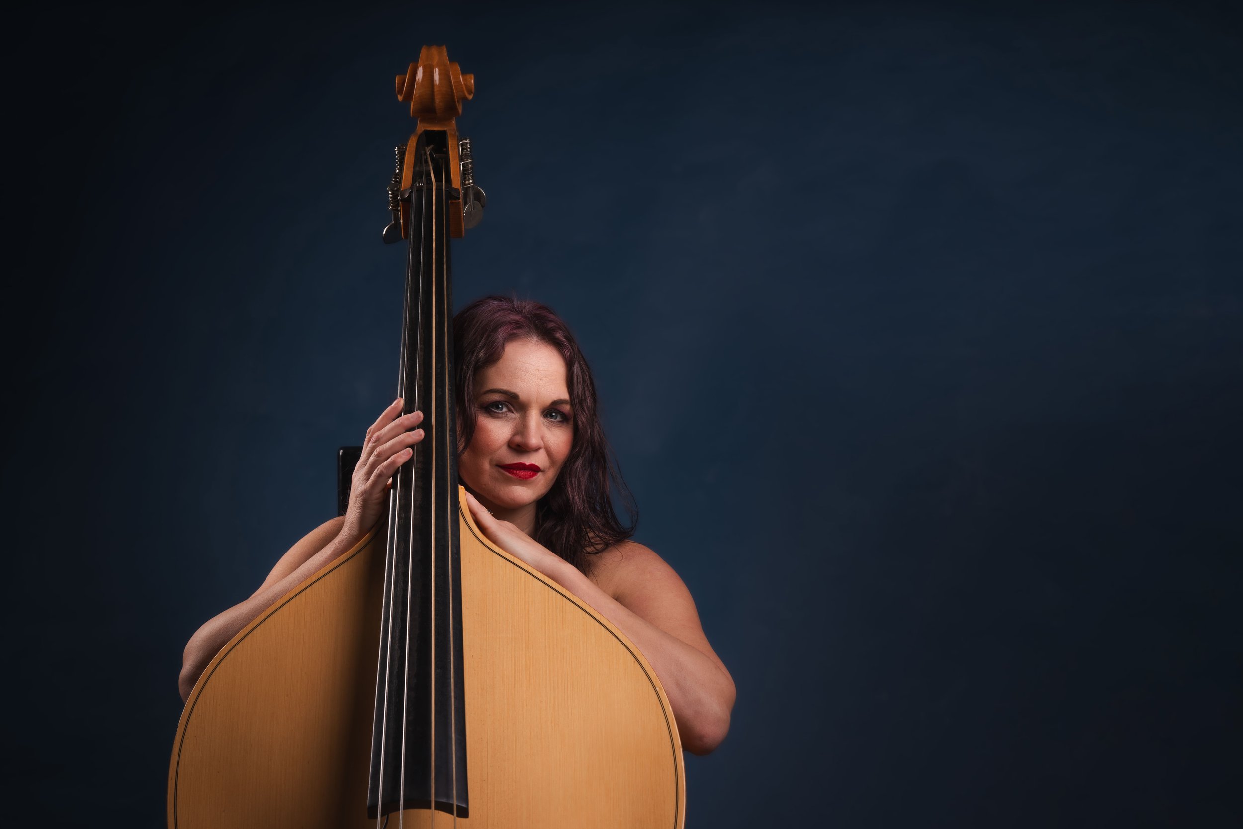The amazing Serena and her double bass were fantastic subjects at the FireEyeLand studio