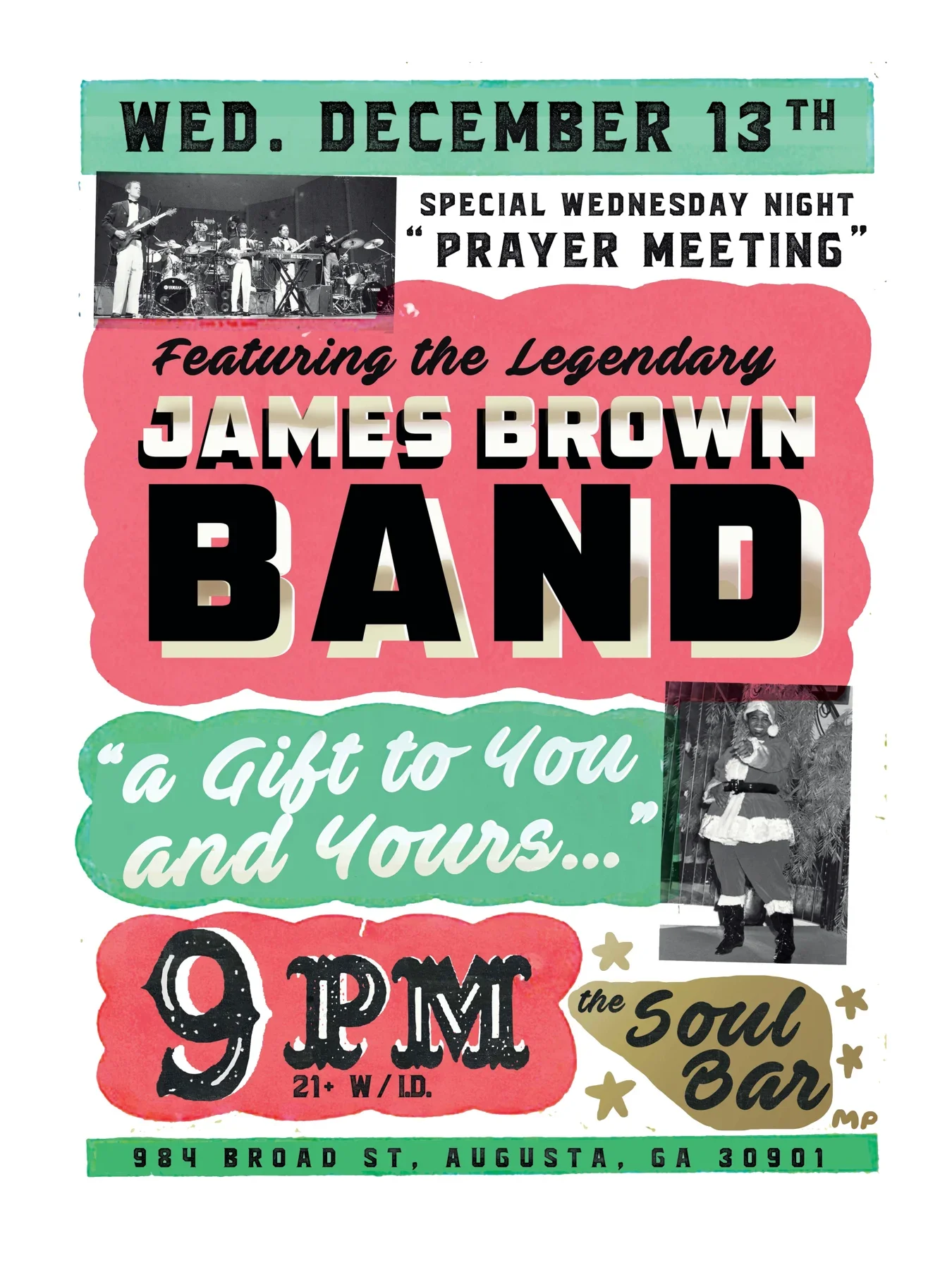 Soul Bar Xmas with the James Brown Band by Matt Porter, 2021 Augusta Poster Show