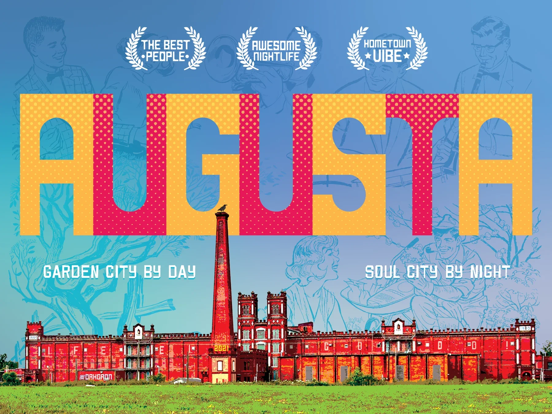 Augusta: A Tail of Two Cities by Charlie Trefry, 2021 Augusta Poster Show