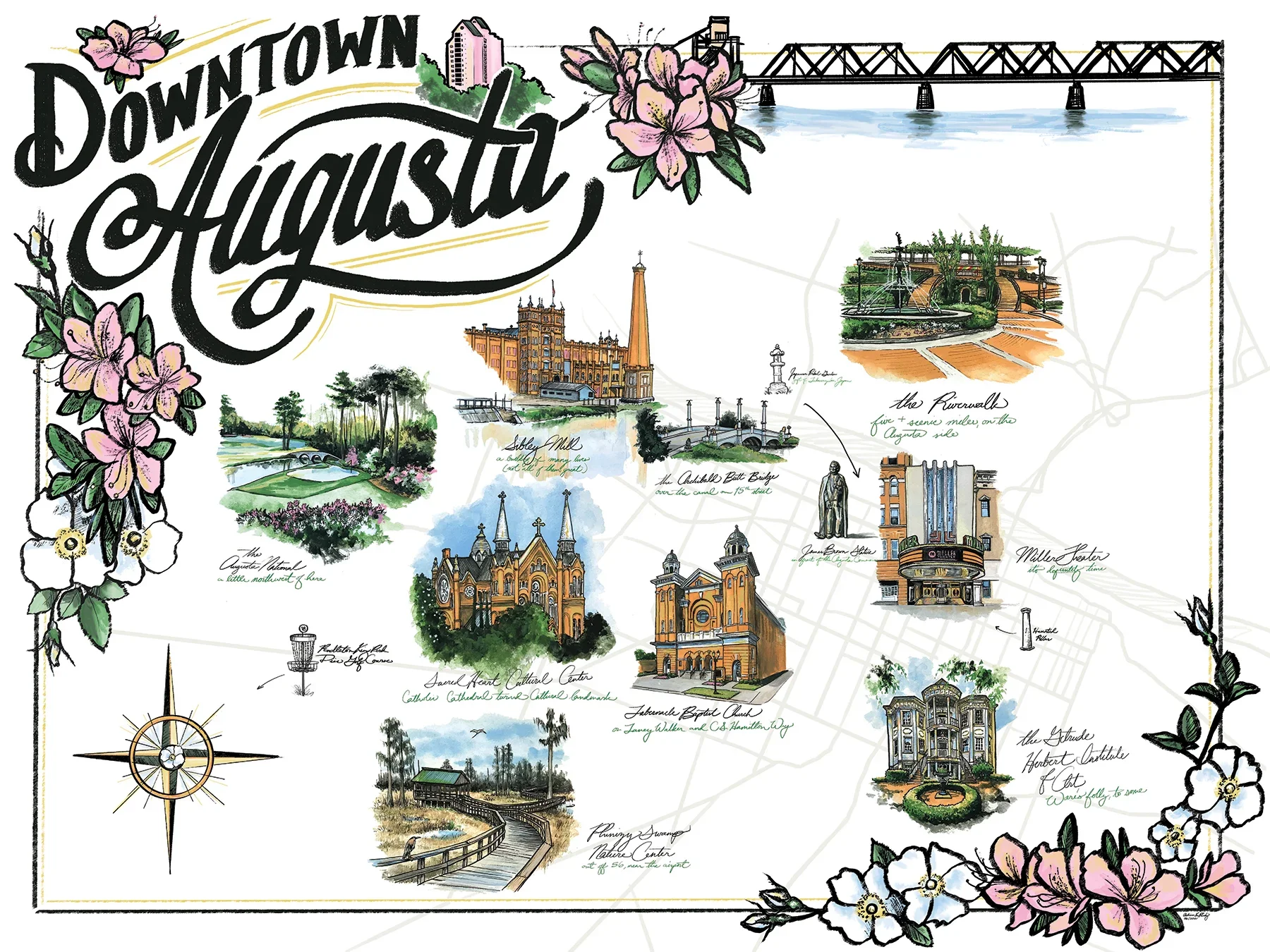 Downtown Augusta (and a little bit extra) by Autumn Von Plinsky, 2021 Augusta Poster Show