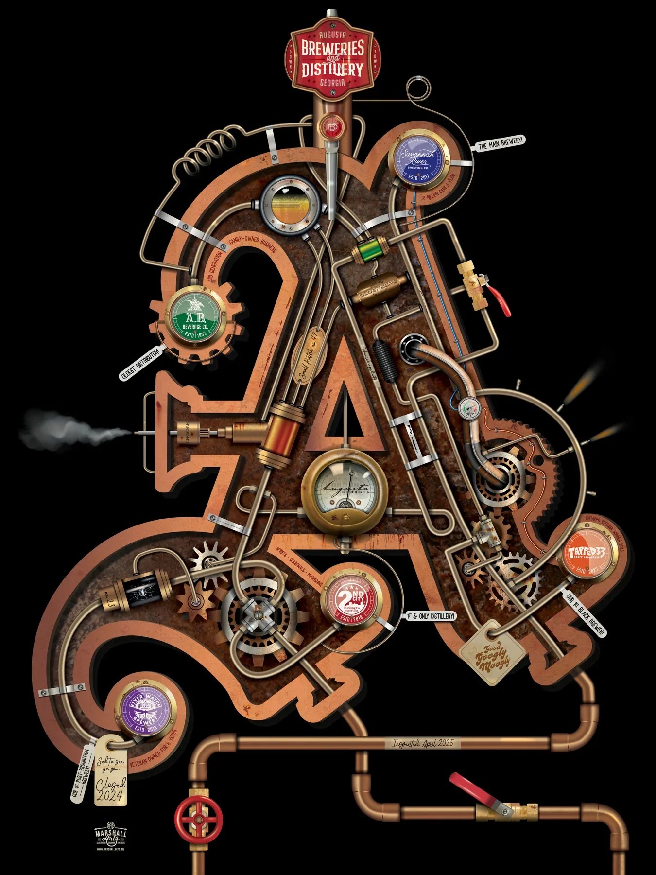 Augusta Breweries & Distillery by Gabe Marshall, 2025 Augusta Poster Show
