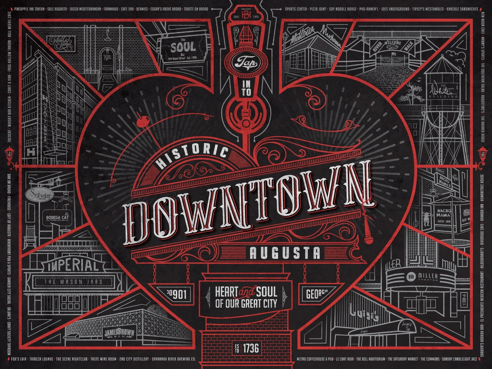 Downtown Augusta: Heart and Soul by Gabe Marshall, 2023 Augusta Poster Show