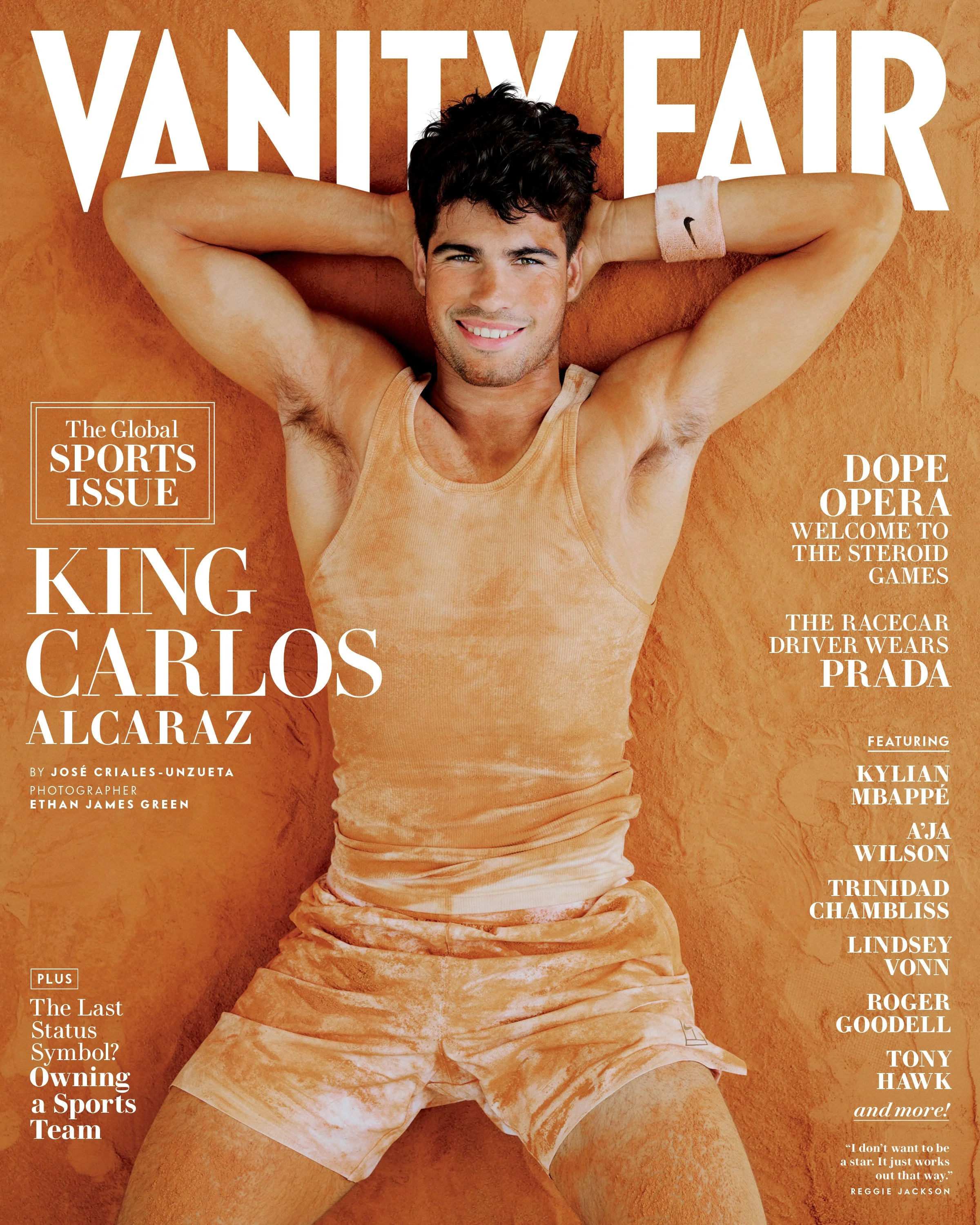   Carlos Alcaraz     Vanity Fair Global Sports Issue, June 2026  Photographed by Ethan James Green  Styled by Dara Allen 