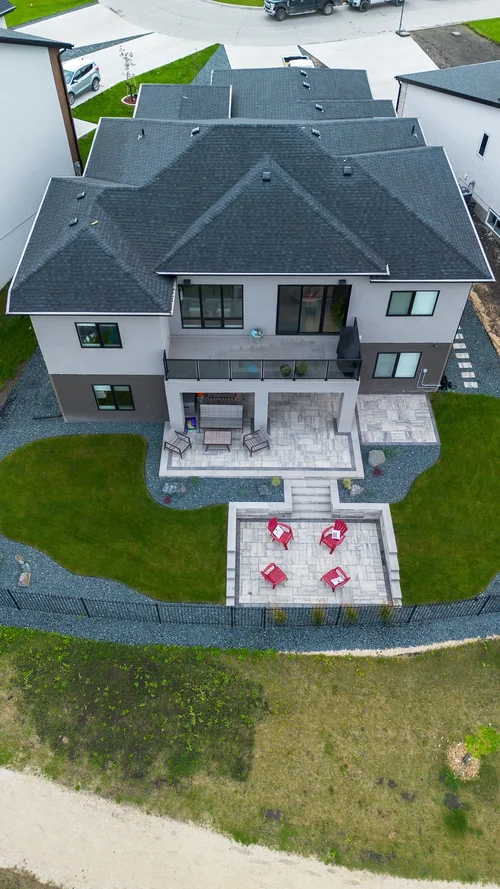 Aerial view of landscaping project by Bulger Brothers Landscape in Winnipeg
