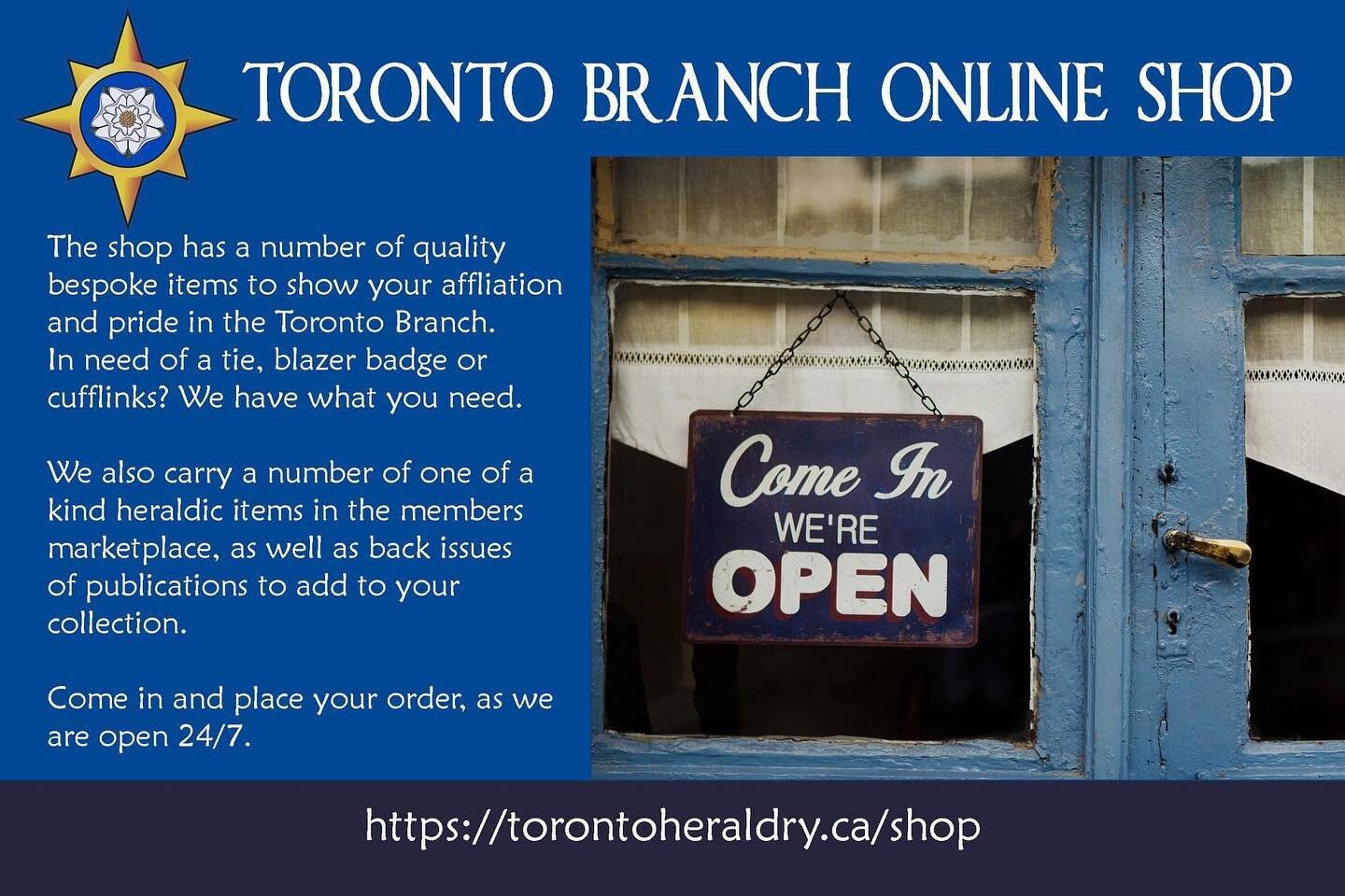 The Toronto Branch Shop is now open for business. Check out the great items we have in stock. https://torontoheraldry.ca/shop