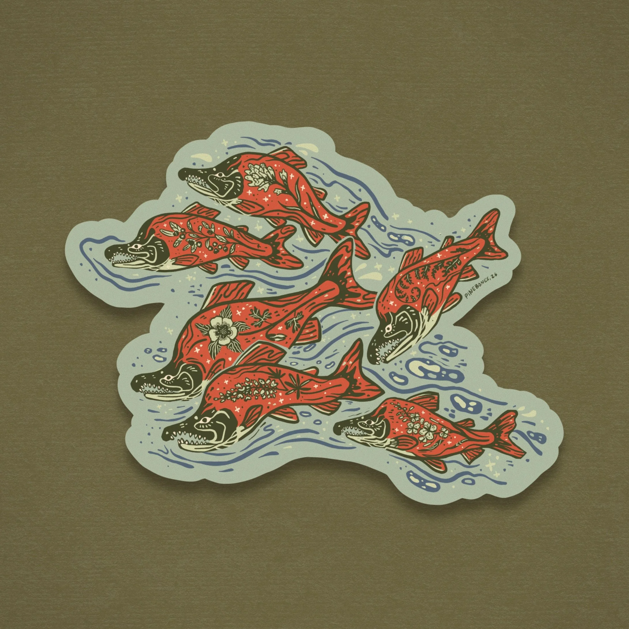 Wildflower Salmon - Sticker pre order