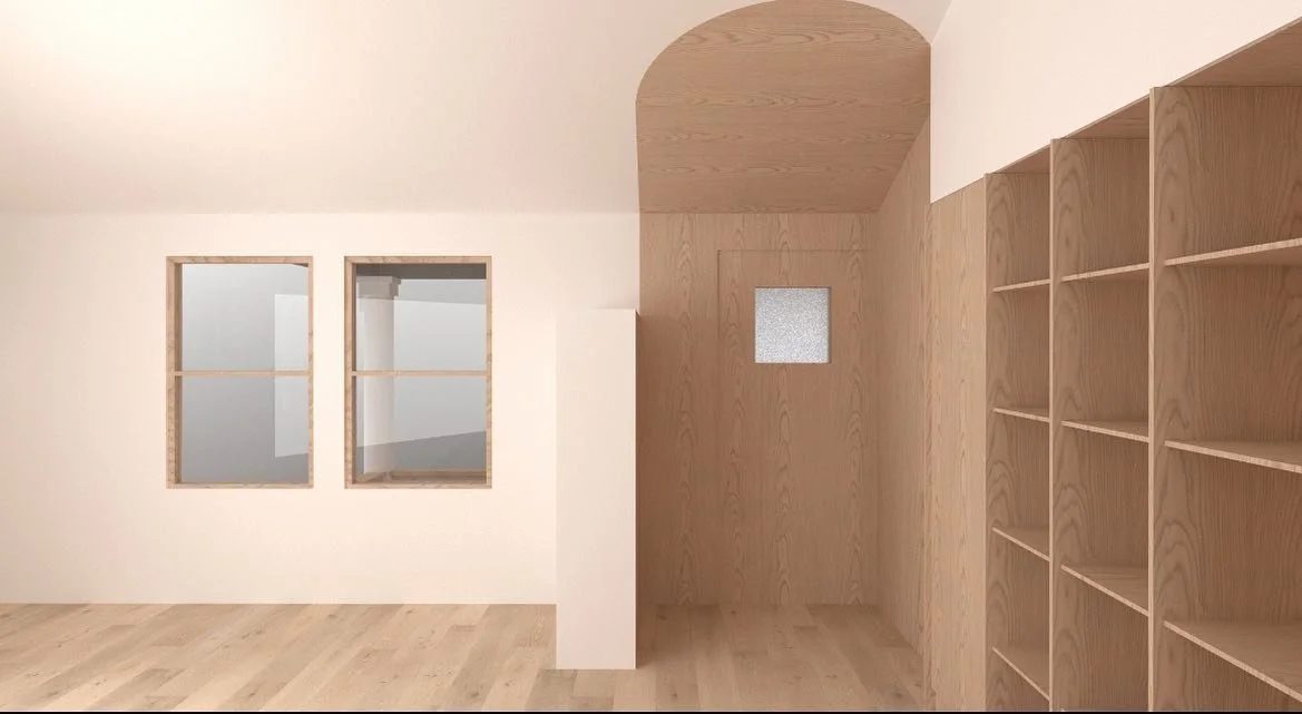 Renovation of historic Craftsman interior. Cylindrical outlines projected onto walls and ceiling play up the gable roof in the entryway of our Los Angeles house. 

Design team: @maxispina @jiagu @esinkaraosman 

📷 @esinkaraosman