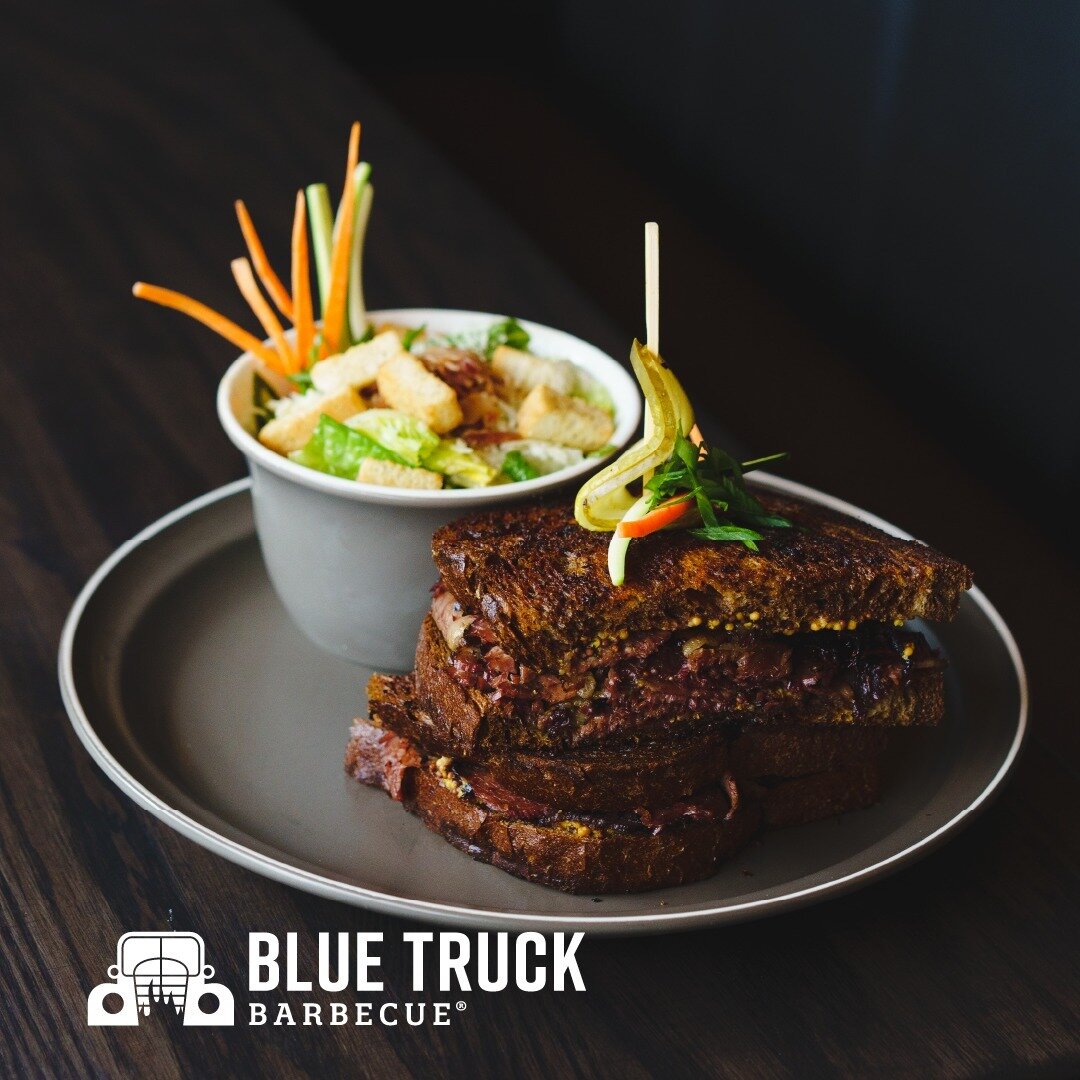 Here at the Blue Truck Barbecue we love a good classic, and you can't get much more classic than our Montreal Smoked Meat Sandwich. Served on toasted local marble rye bread, piled high with our in-house cured and smoked Certified Angus Beef brisket s