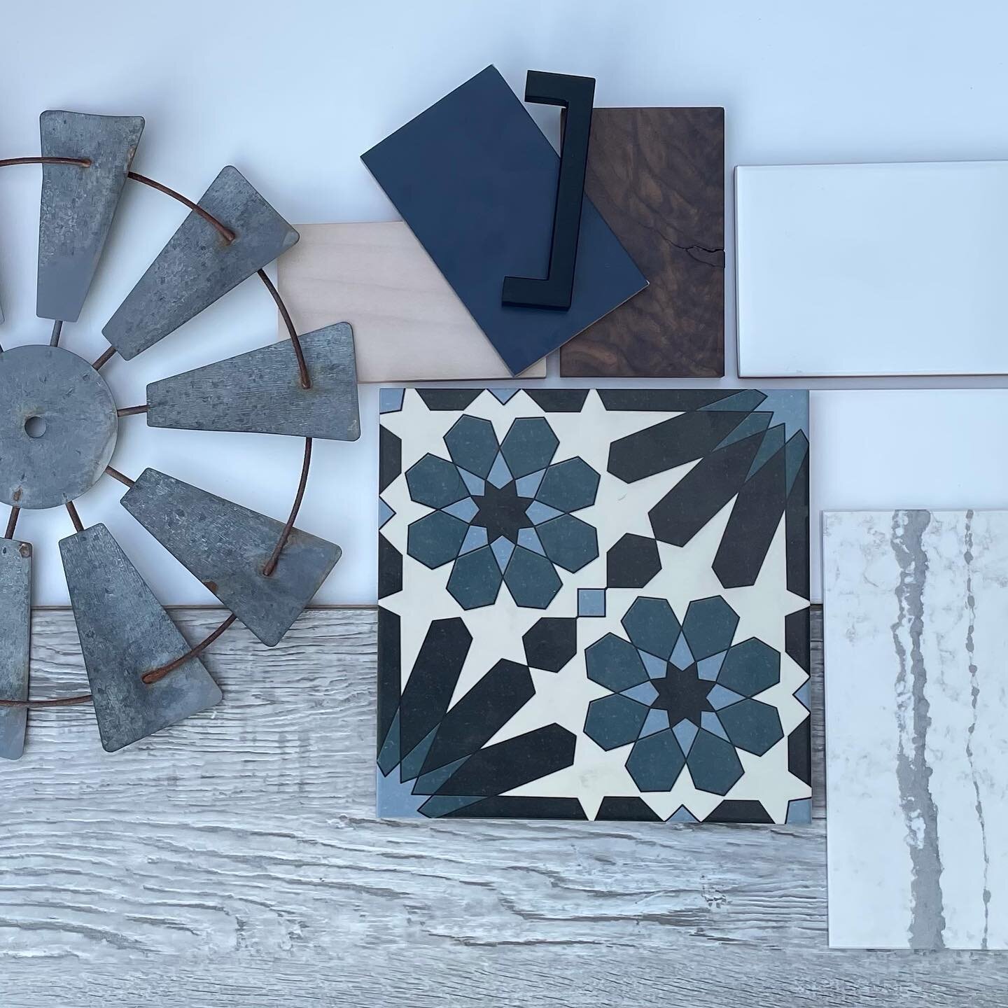 Decisions! Decisions! What patterned tile should we do? Both are a fun, colorful look that pulls the vintage kitchen together. Vote in the comments!! #kitchenremodel #kitchendesign #patternedtiles #vintagekitchen #flooranddecor #silestone #lvpfloorin