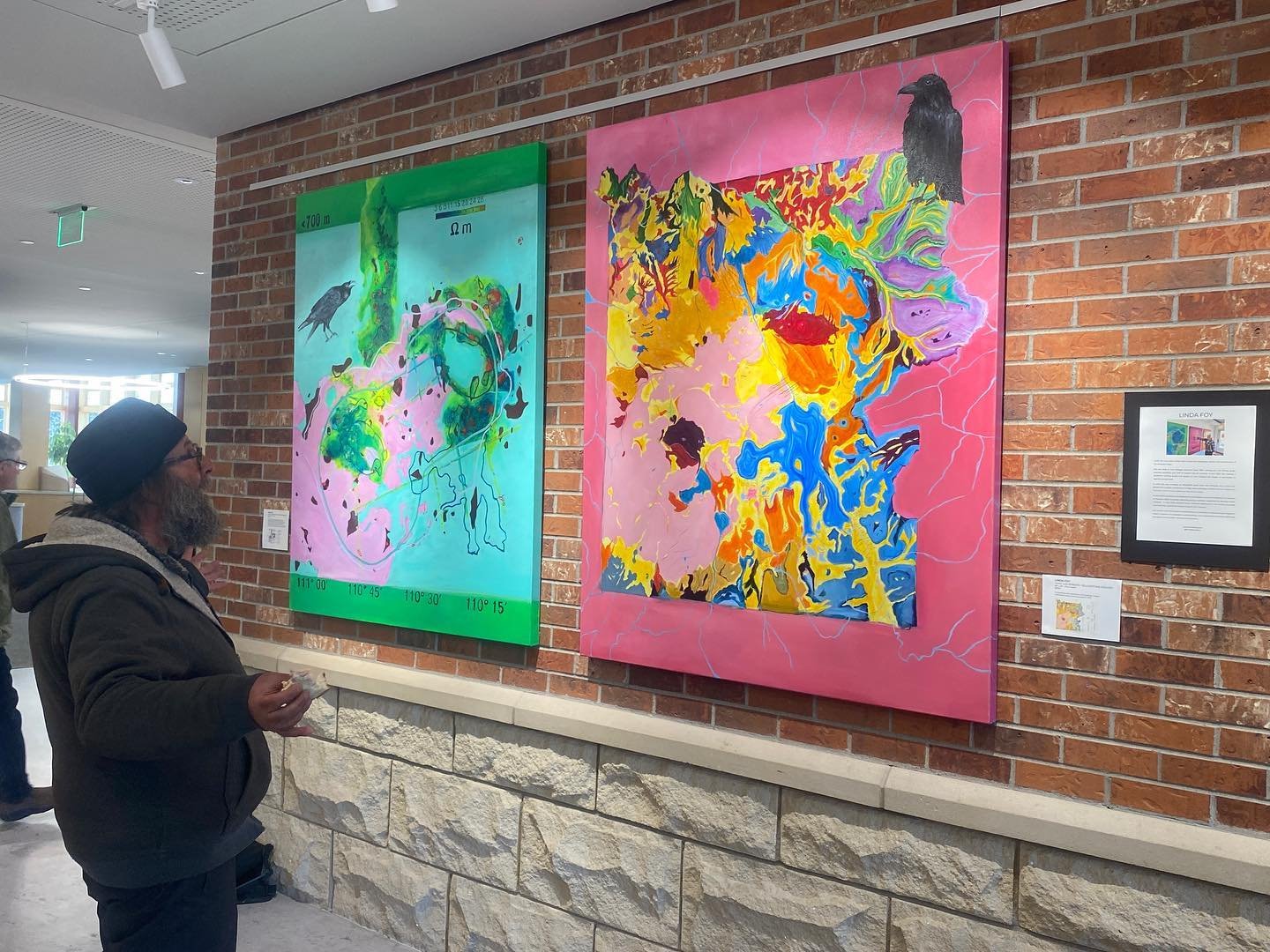 My Yellowstone National Park geology and hydrology map paintings are now at the Bozeman Public Library for the month of May.  626 E Main St, Bozeman, MT.  This exhibit features a group of female artists that met at a Montana Arts Council Artrepreneur