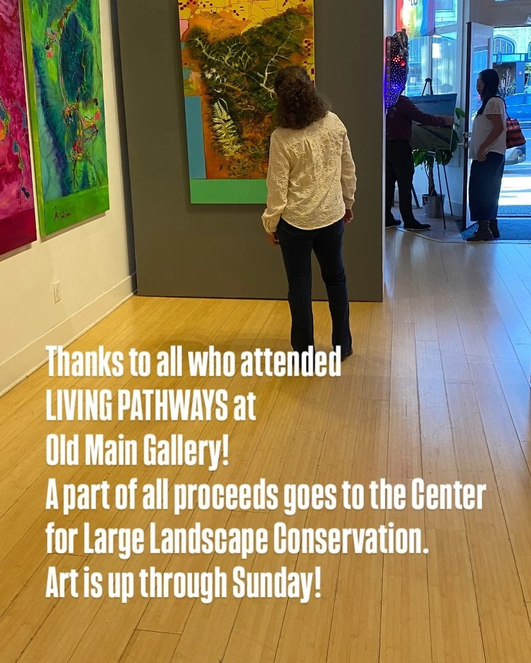 Support wildlife crossings and connectivity by purchasing art! @centerforlargelandscapes @oldmaingallery  Head over to Old Main Gallery in Bzn today (Sunday 9/28, last day!!!) to check out what&rsquo;s available to enhance your wall space, your head 