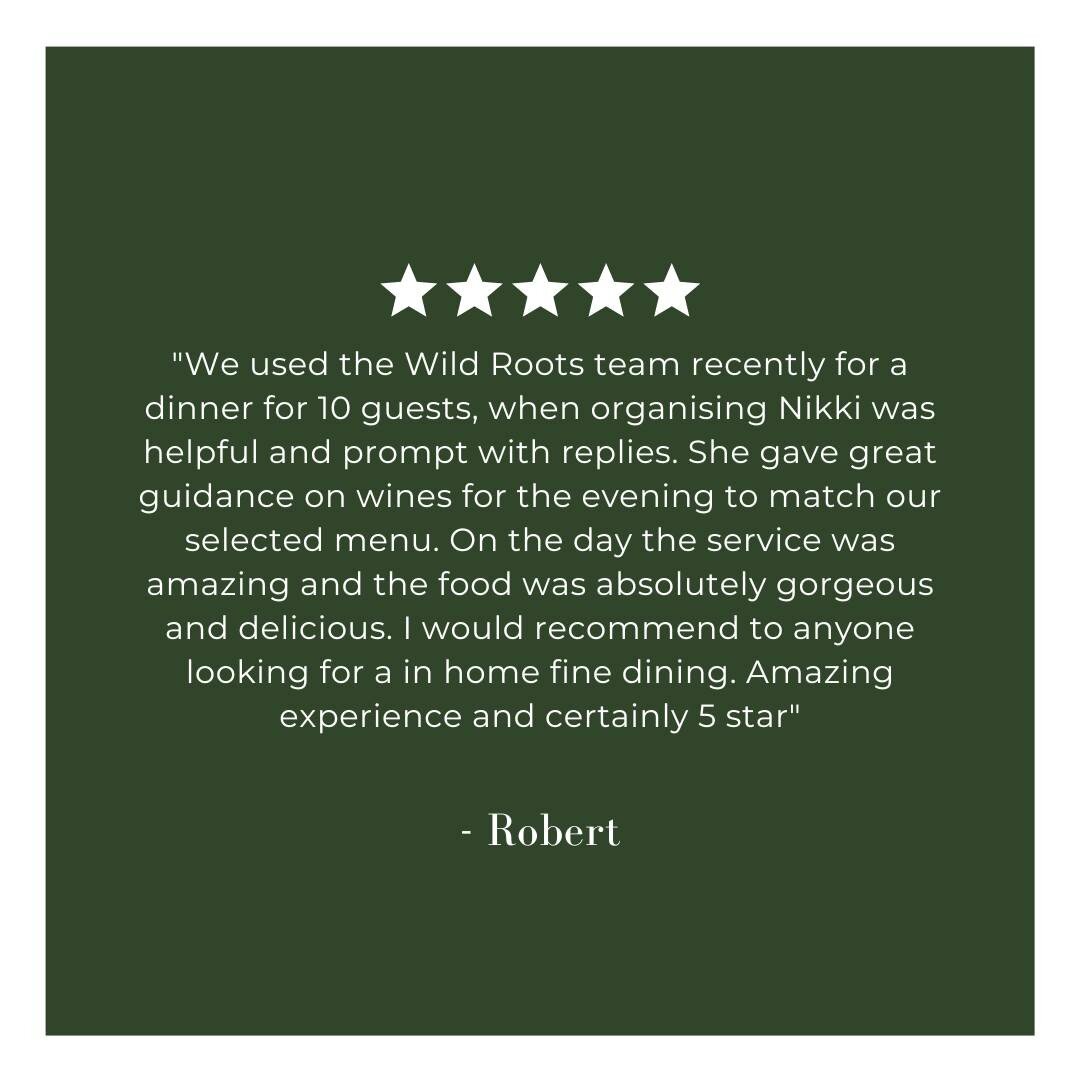 ⭐️⭐️⭐️⭐️⭐️

Thank you for the lovely review.

We're so glad you had a wonderful experience with us!
&quot;We used the Wild Roots team for a dinner for 10 guests, when organising Nikki was helpful and prompt with replies. She gave great guidance on wi