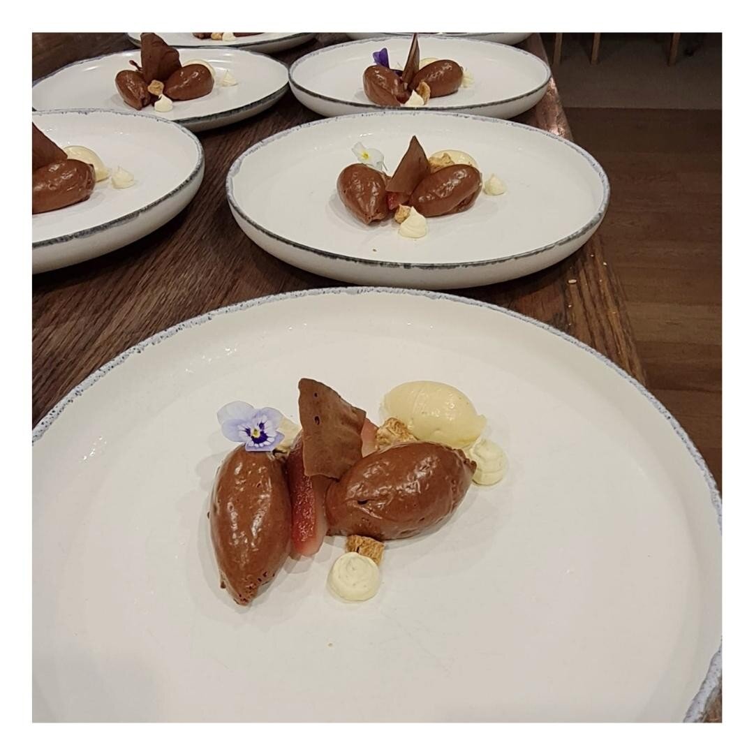 Chocolates and wine make everything better, right?

Well, we're giving you a little bit of both with this dessert. Prepare to be wowed by our Salted Dark Chocolate Mousse, Red Wine Poached Pear, and Cardamom Cream. 

Is this your kind of dessert?

#c