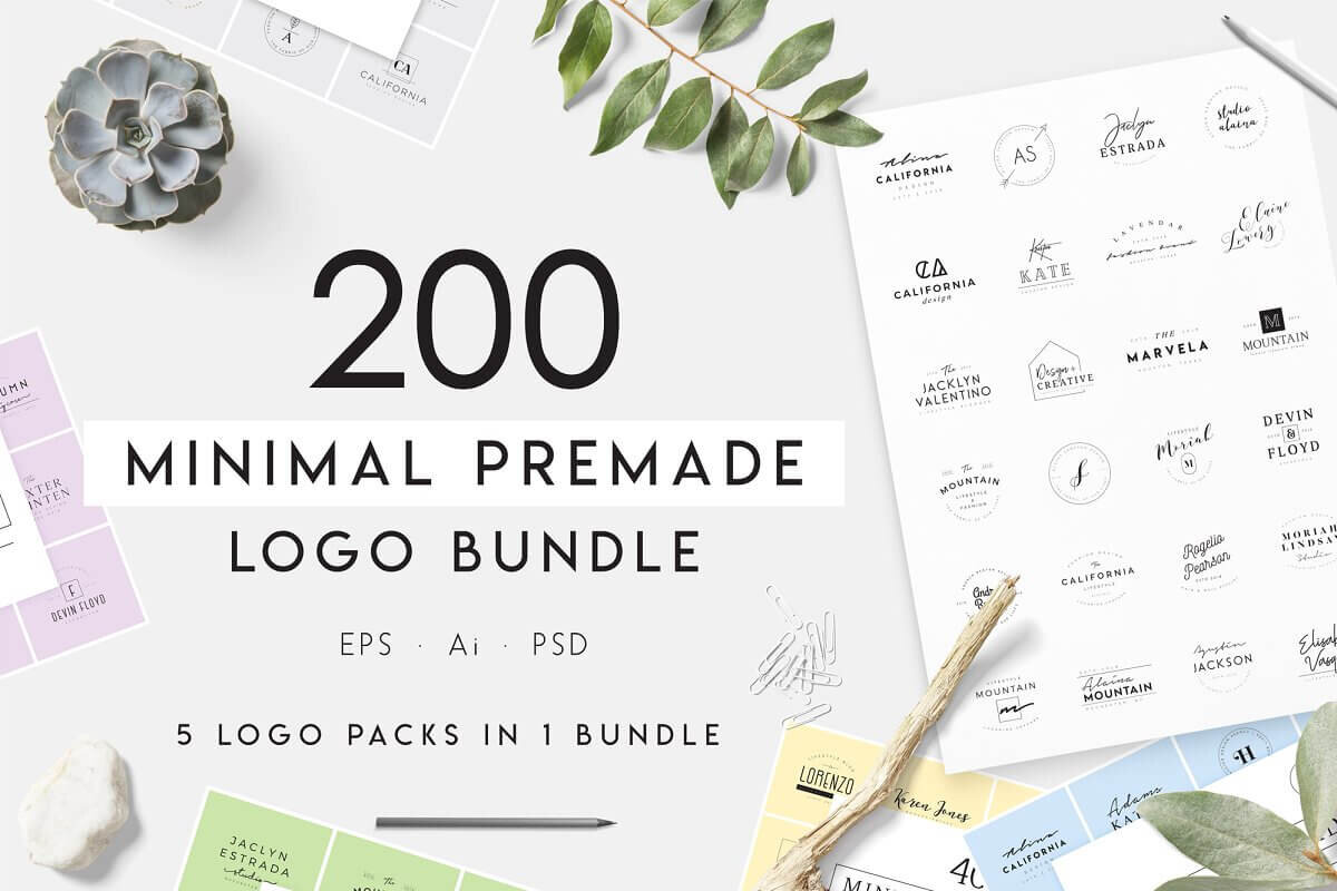 Copia de Copia de 200 Minimal Premade Logo Bundle