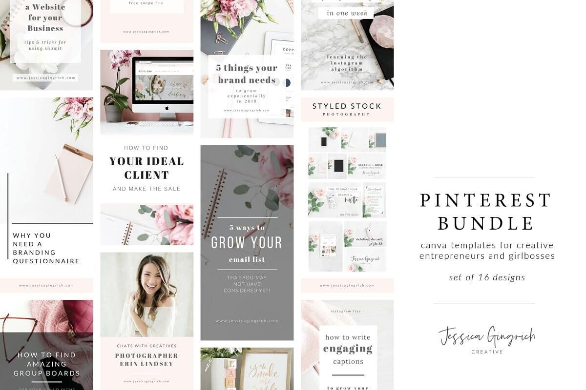 Feminine Pinterest Bundle for Canva Gingich