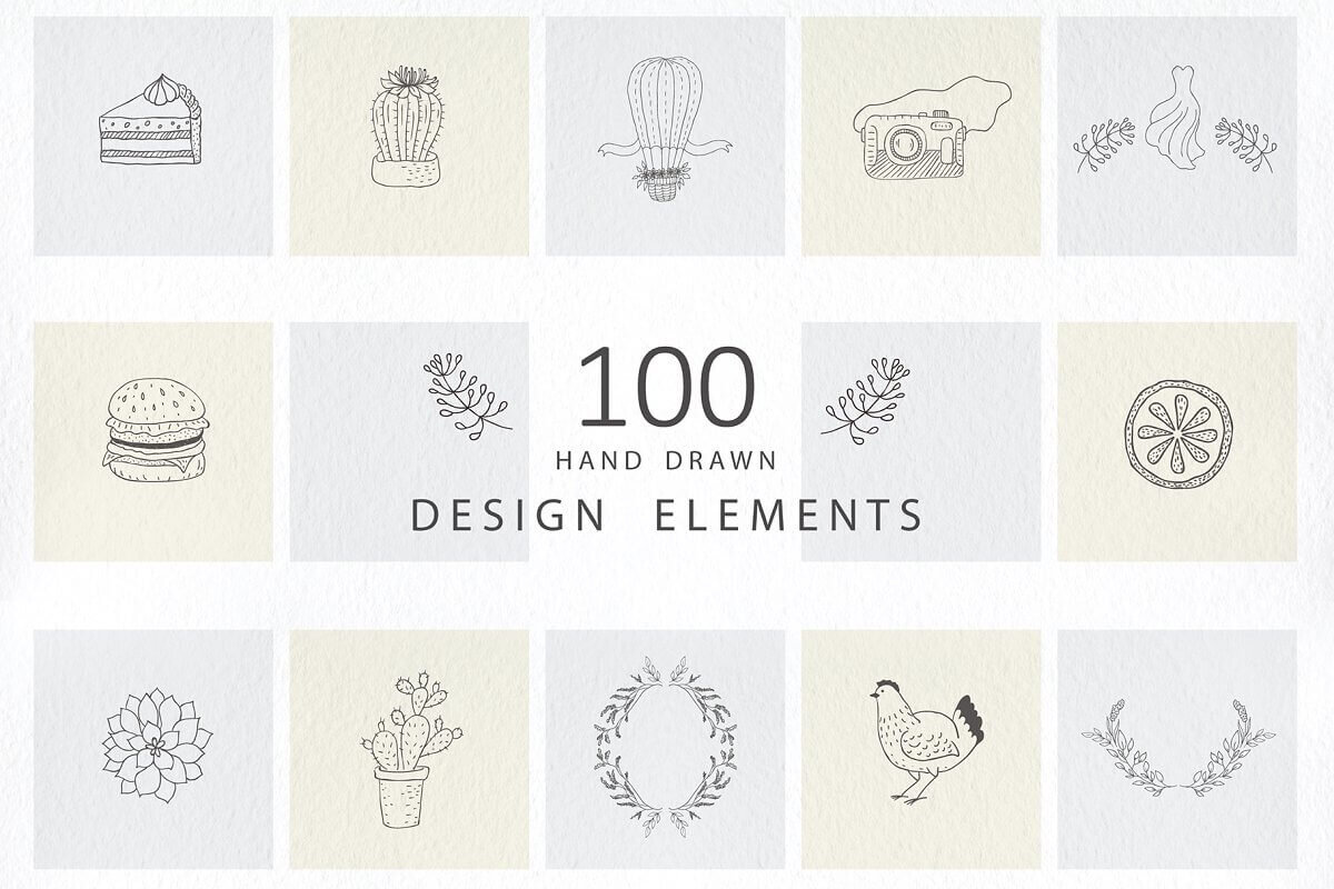 Copia de Hand drawn design elements. Logos.