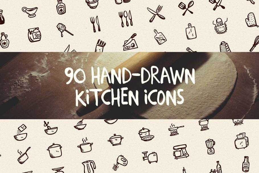 Copia de 90 Hand-Drawn Kitchen Icons