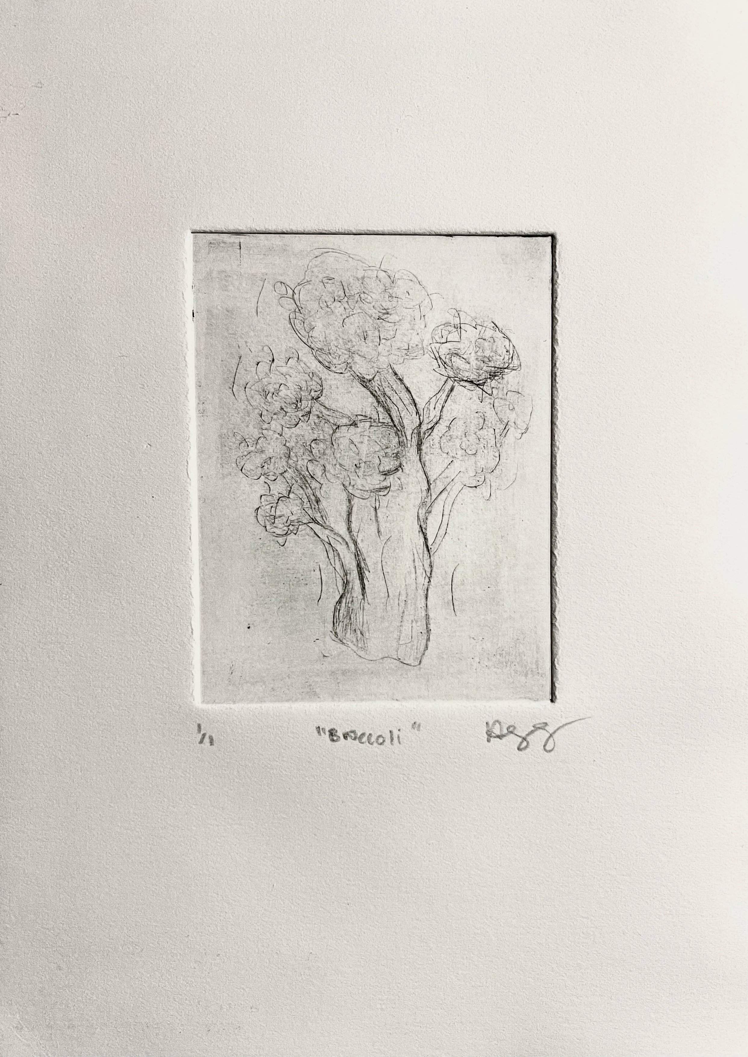 "Broccoli", intaglio print on Stonehenge, 2019