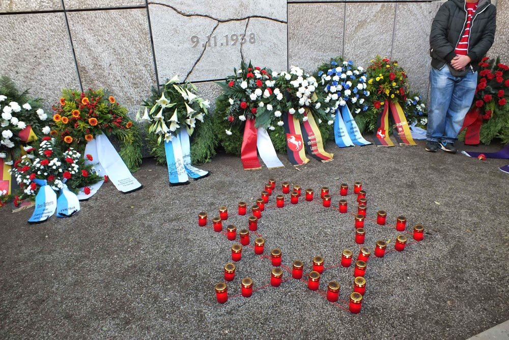 A memorial to the murdered Jews of Hanover outside where main Synagogue stood