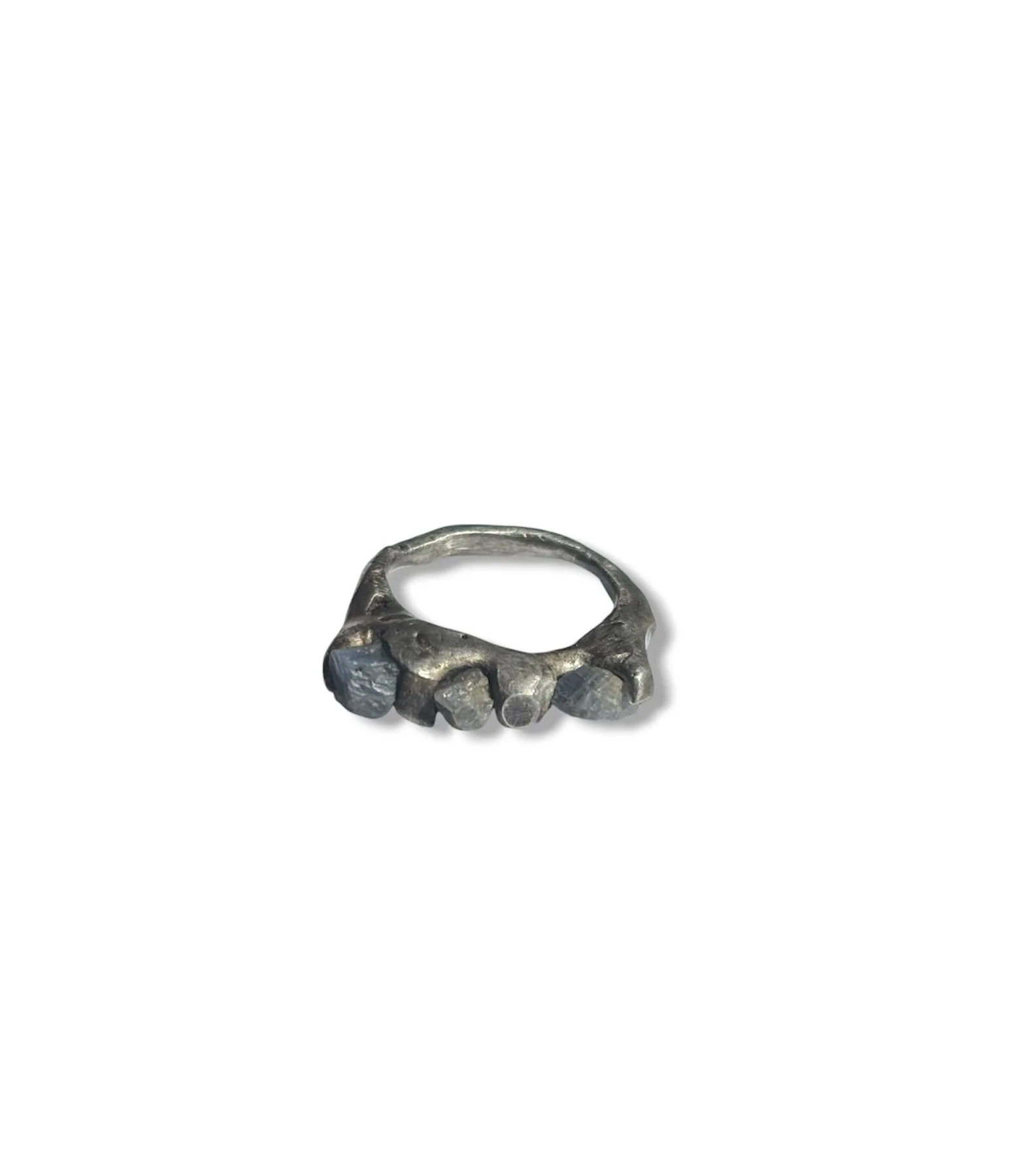 Crown of Stone — Triple Sapphire Ring | Raw Sapphire Crown Ring | Size 7.5