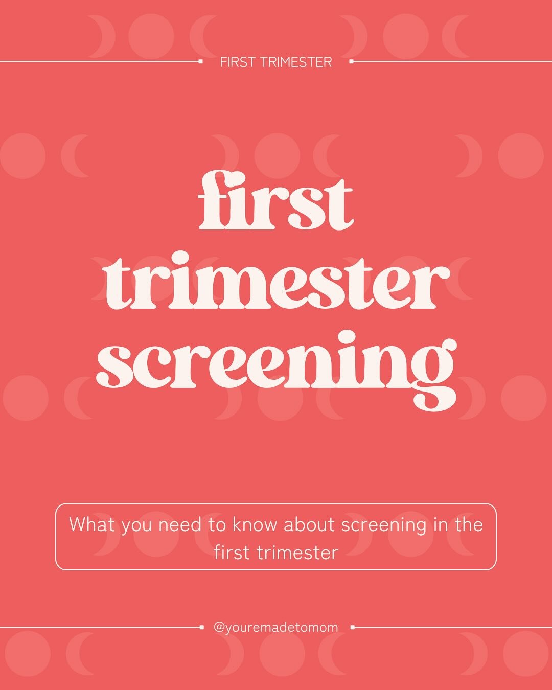 Here&rsquo;s what you need to know about screening in the first trimester (note: this is what&rsquo;s available in Ontario, Canada). 

Screening in the first trimester provides information and educates pregnant individuals and their families to help 