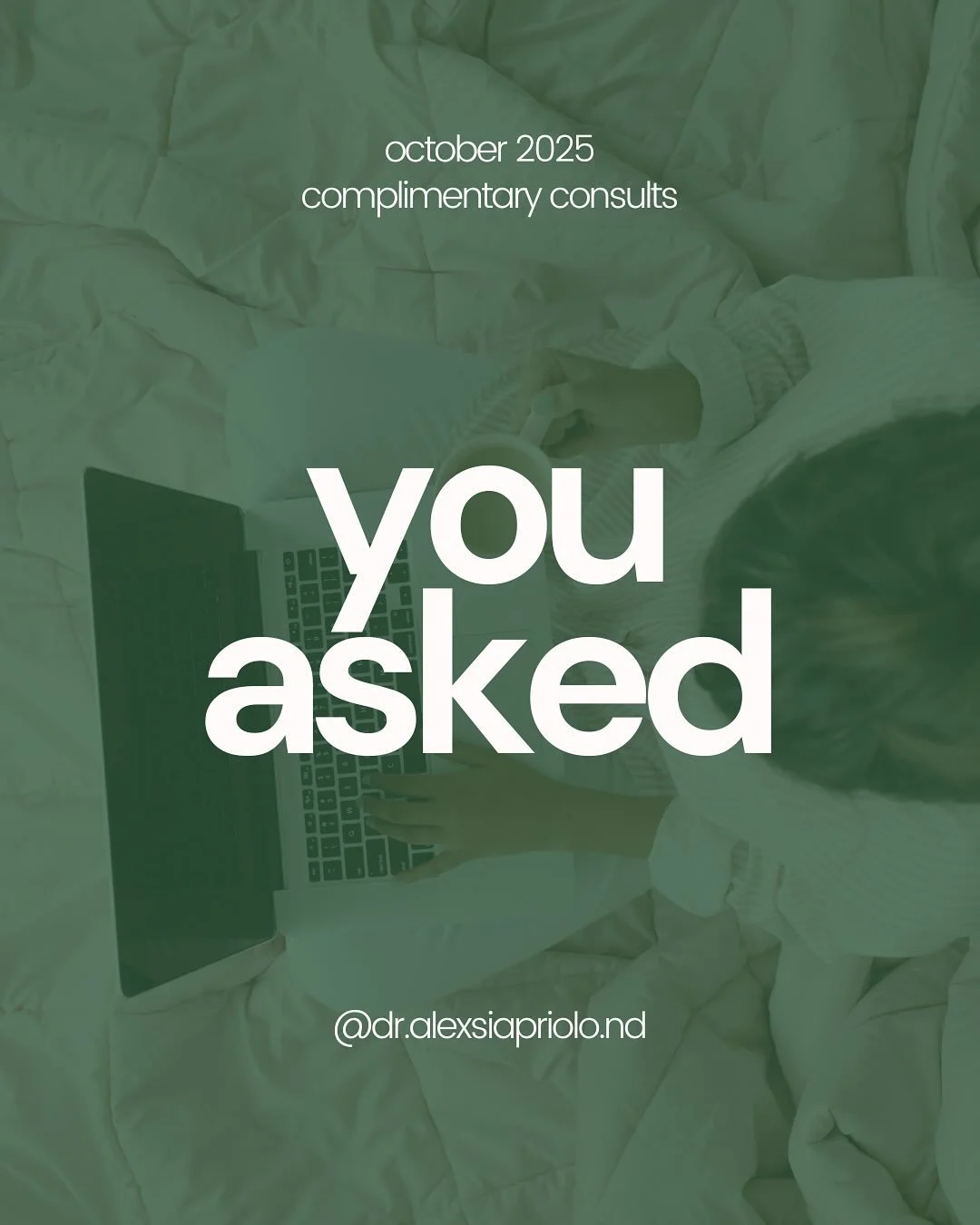 Most Naturopathic Doctors offer complimentary consults so prospective clients can get a feel of what we do, and if we can help you meet your goals. 

Here&rsquo;s what I was asked this month, in case you might also benefit from this information. 

As