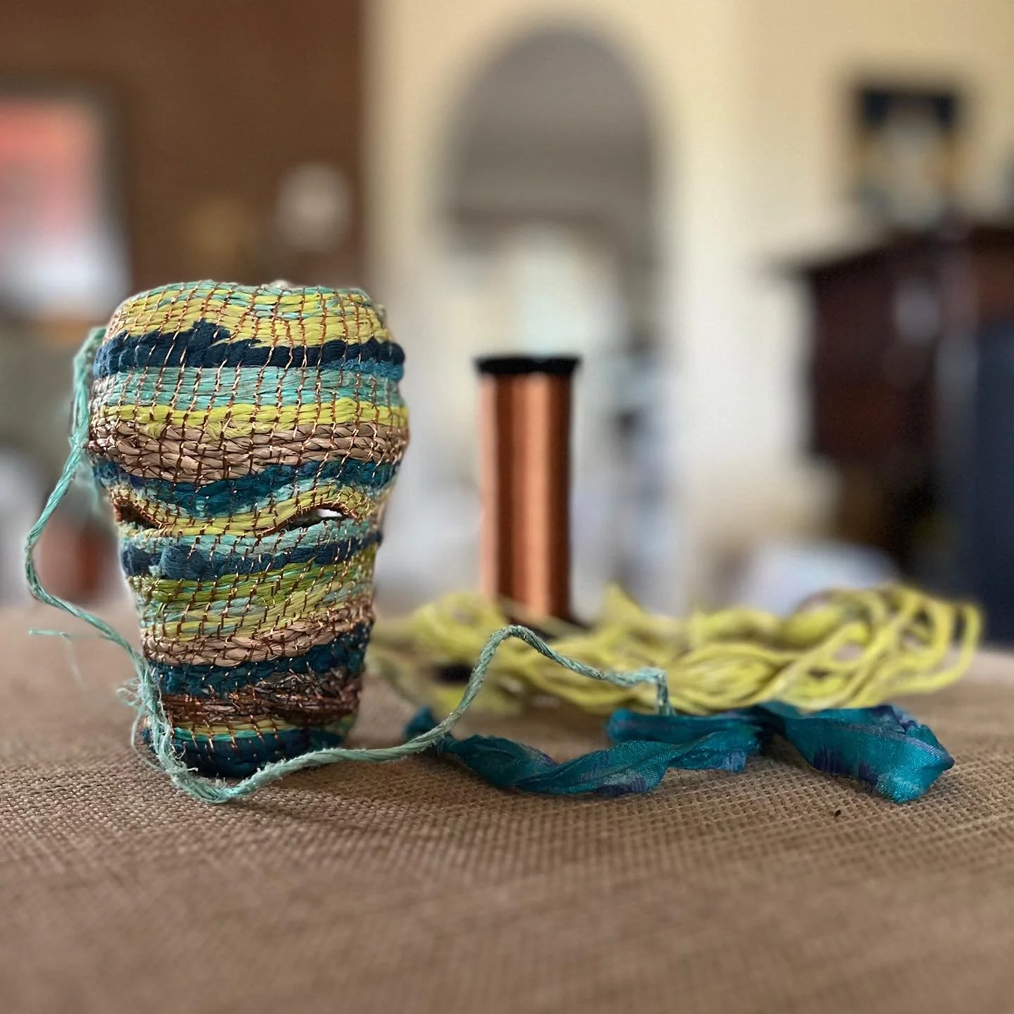 What&rsquo;s on my workbench? This little woven &lsquo;vessel&rsquo; is progressing. 

Who knows what or where it will lead me to next! What are your suggestions?

#wednesdaywip #weaverfever #recycledmaterials #coiledweaving #ihavenoplan